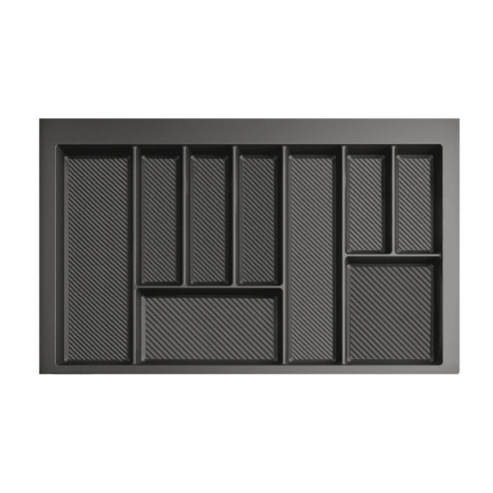 Besteckkasten Besteckkasten 80 cm Weiß Graphit Schubladeneinsatz 9 Fächer Groß