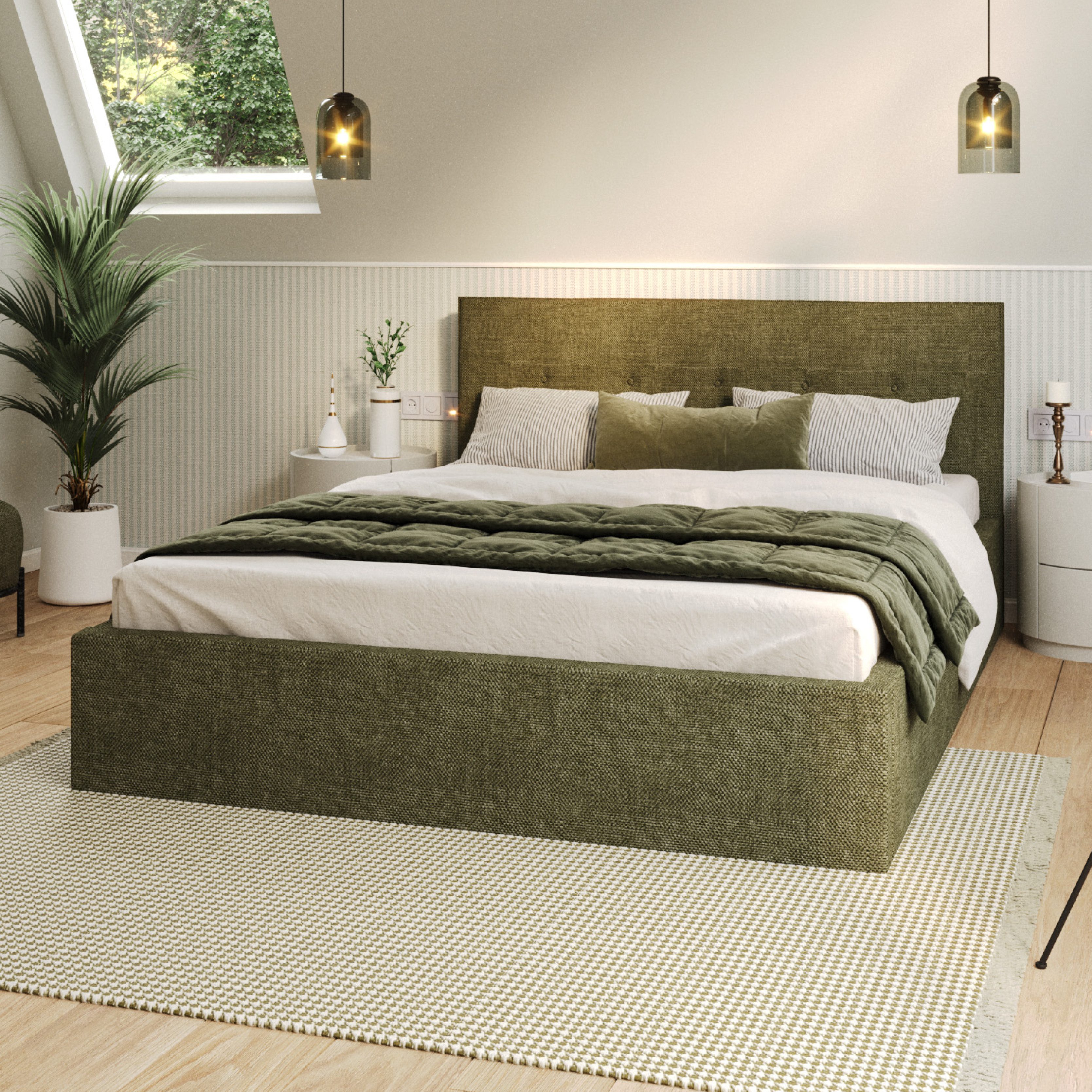 FDM Polsterbett BOHO Bettgestell 90x200, 120x200, 140x200, 160x200, 180x200cm (Polsterbett modern mit Bettkasten MADE IN EU - mit hochwertigem Ottawa Bezug, verfügbar 90x200 120x200 140x200 160x200 180x200cm, Bettrahmen, Bett, mit großen gepolsterten Kopfteil, mit Bettkasten zum aufklappen, Hebbarer Metallrahmen, Bettkasten, ohne Matratze), Hebbarer Metallrahmen, Bettkasten, ohne Matratze