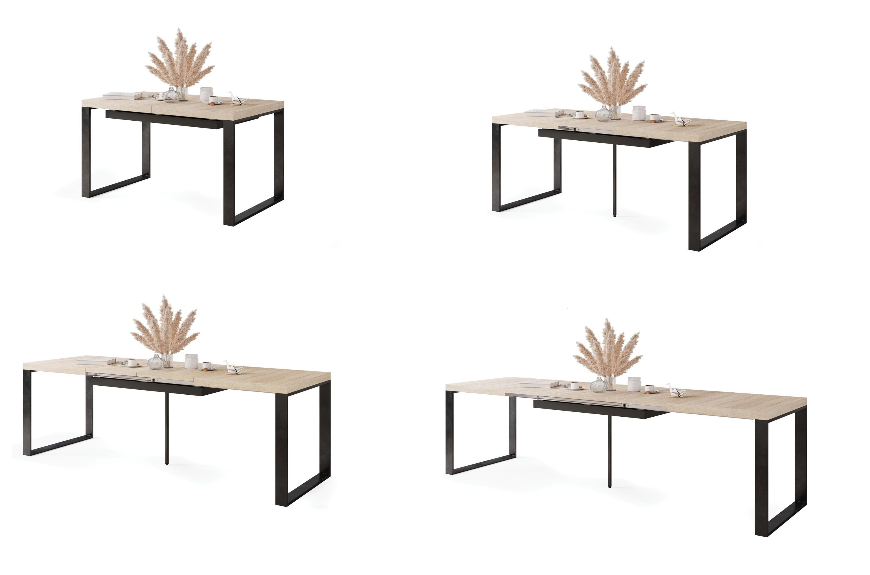 Mazzoni Esstisch Design ausziehbar Sonoma 140 / Eiche 290 matt Tisch Avari bis Esstisch Schwarz cm