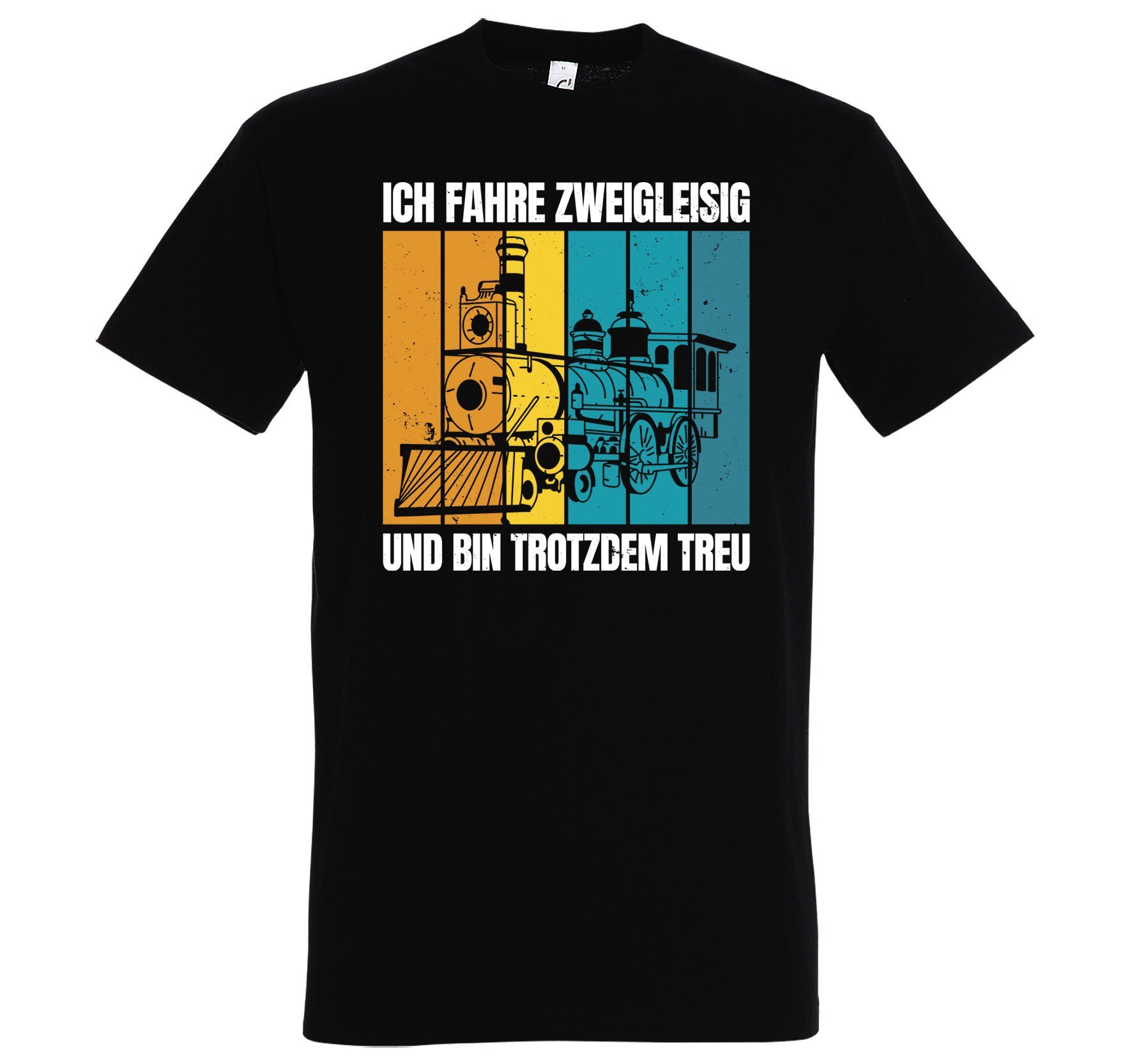 Youth Designz T-Shirt Zweigleisig Und Trotzdem Treu Herren Shirt mit lustigem Frontprint Schwarz