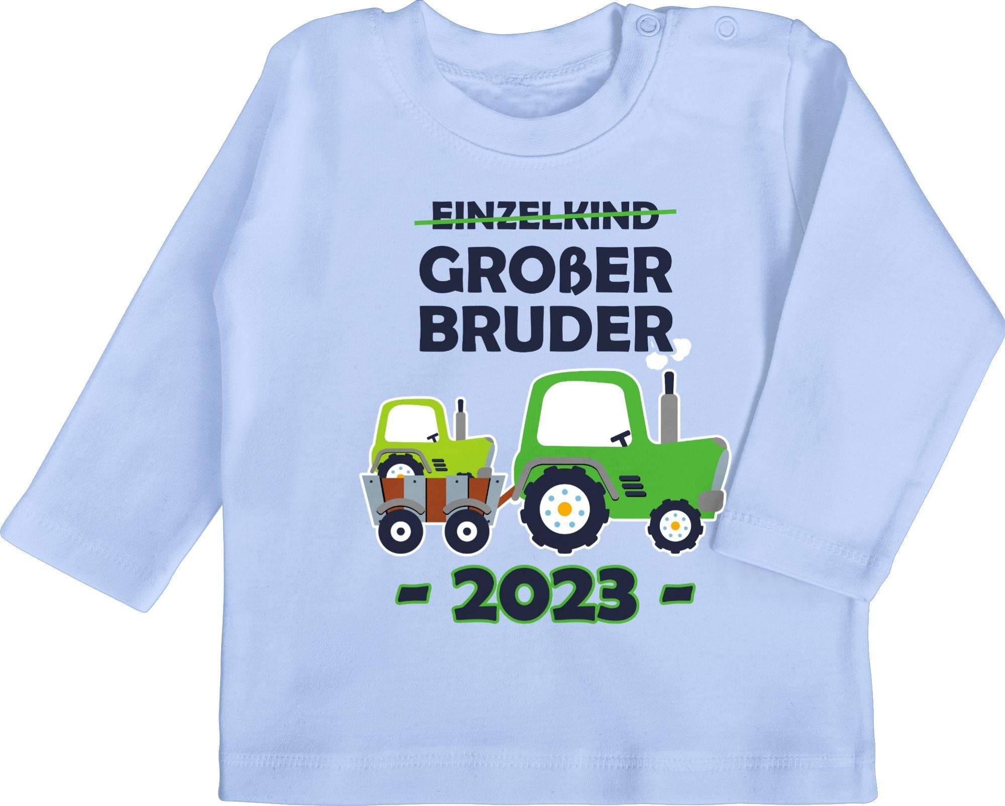 Shirtracer T-Shirt Einzelkind Großer Bruder 2023 Traktor Großer Bruder 1 Babyblau