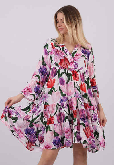 YC Fashion & Style Tunikakleid "Floraler Ibiza-Chic" – Tunika mit exotischem Blütenprint Alloverdruck, Boho, Hippie