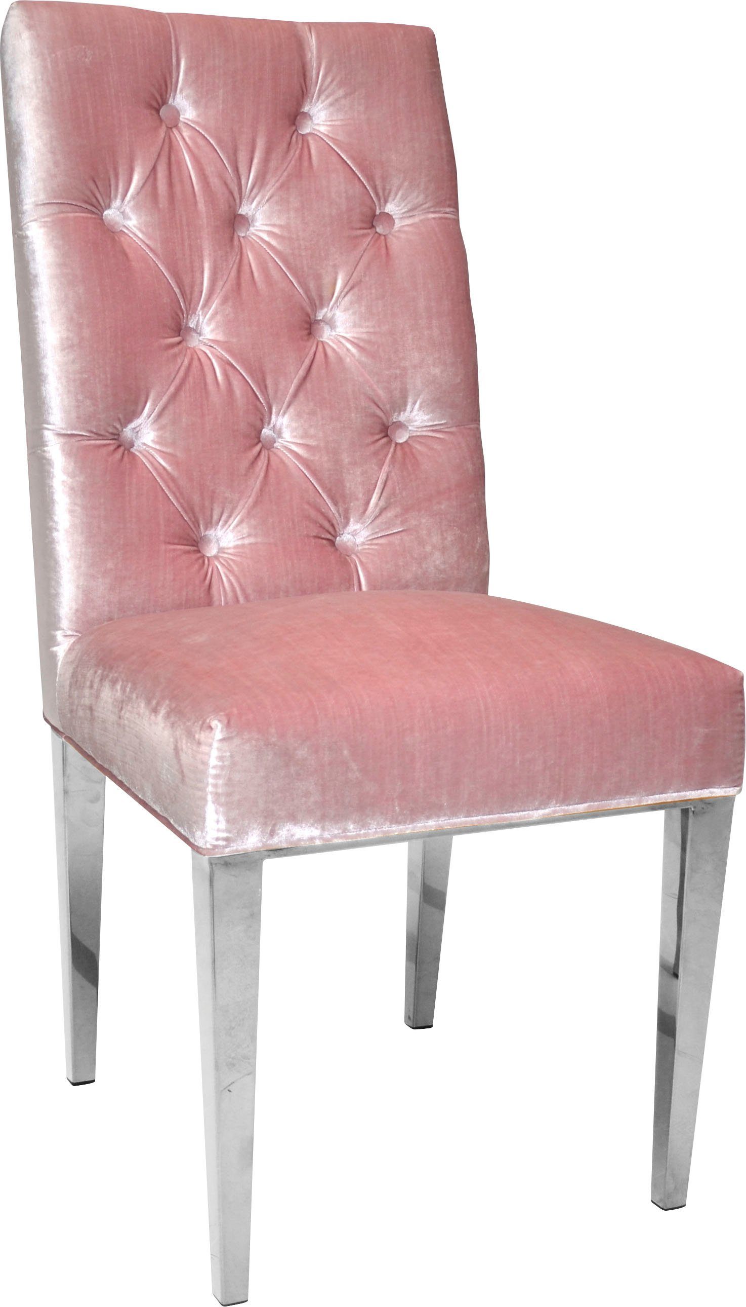 Leonique Stuhl Pinky (Set, 1 St), Knopfheftung am Rücken und silberfarbenen Metallfüßen, Polsterstuhl rosé