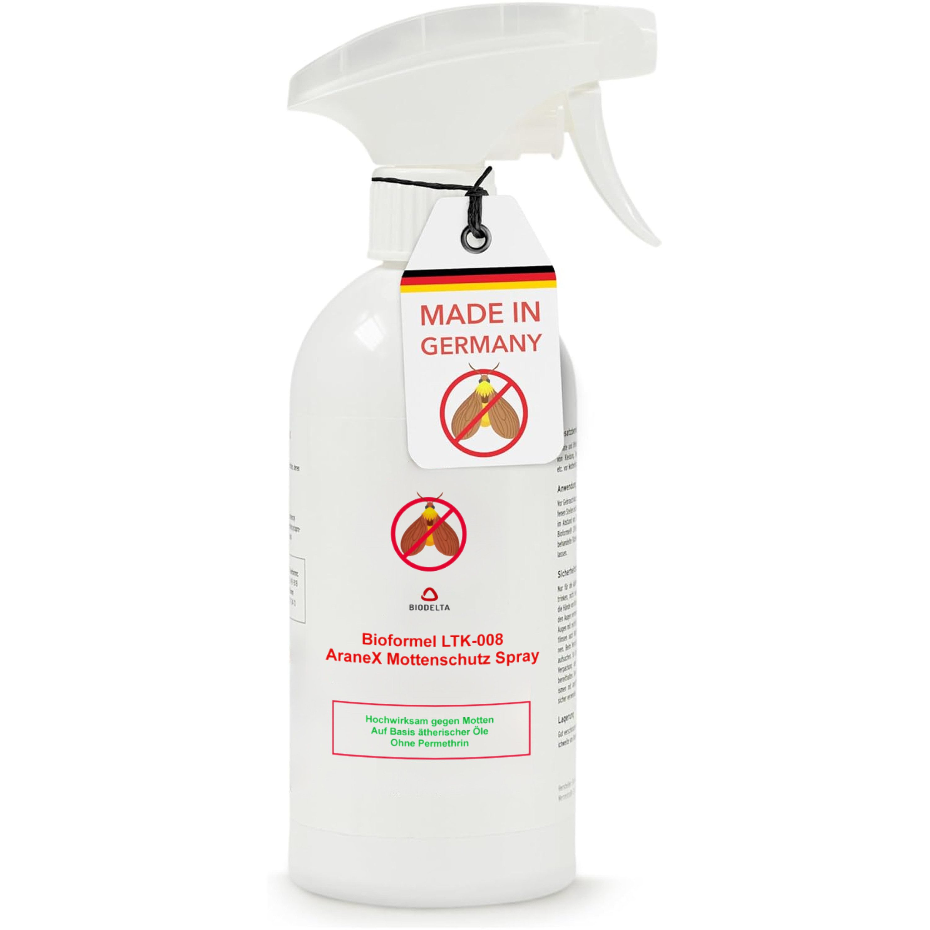 LTK-008 Biodelta Insektenspray Mottenspray N, 0.5 l, Sprühflasche und Kanister, 500ml
