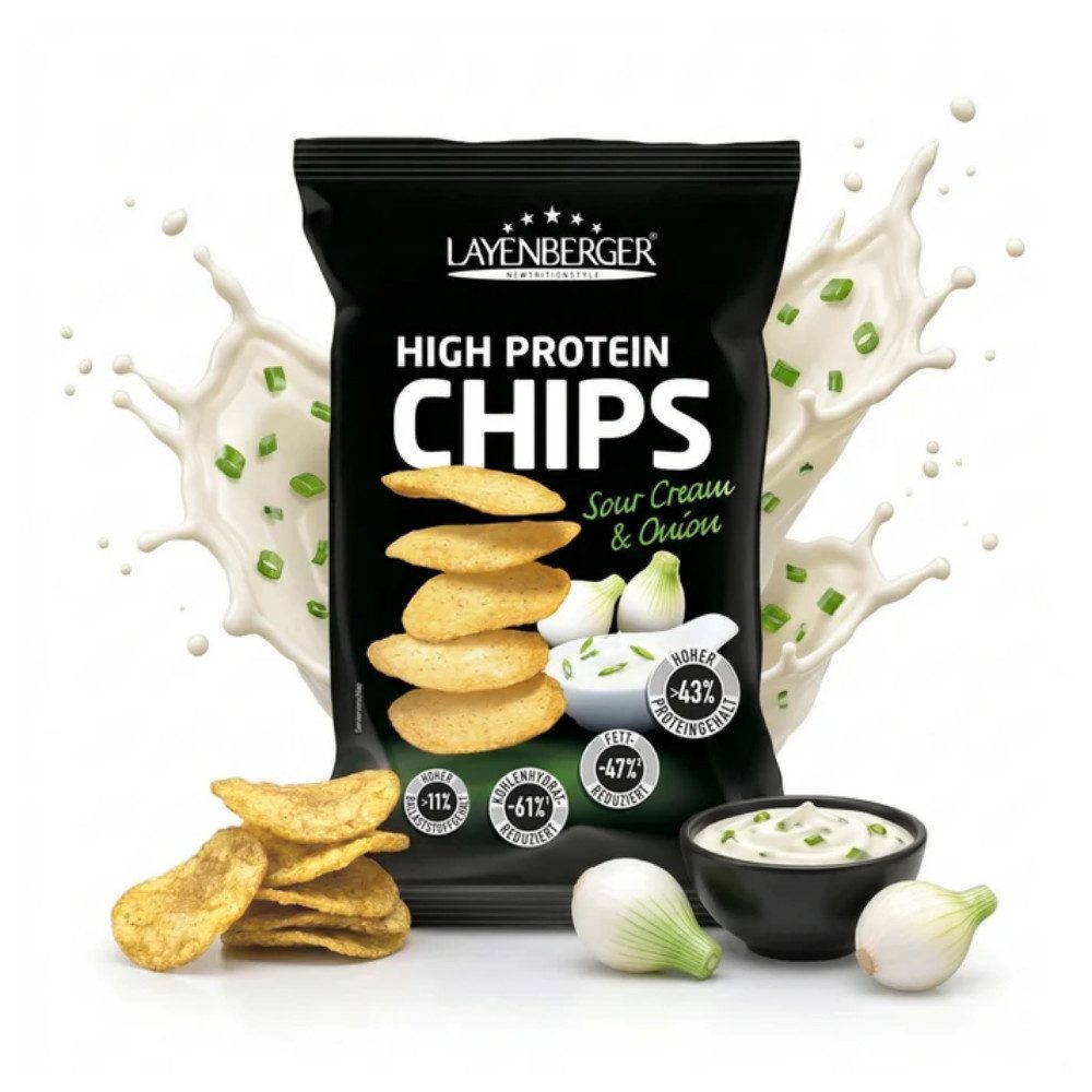Layenberger Nutrition Group High Protein Sour Cream & Onion Chips, 5 er Tray à 75 g