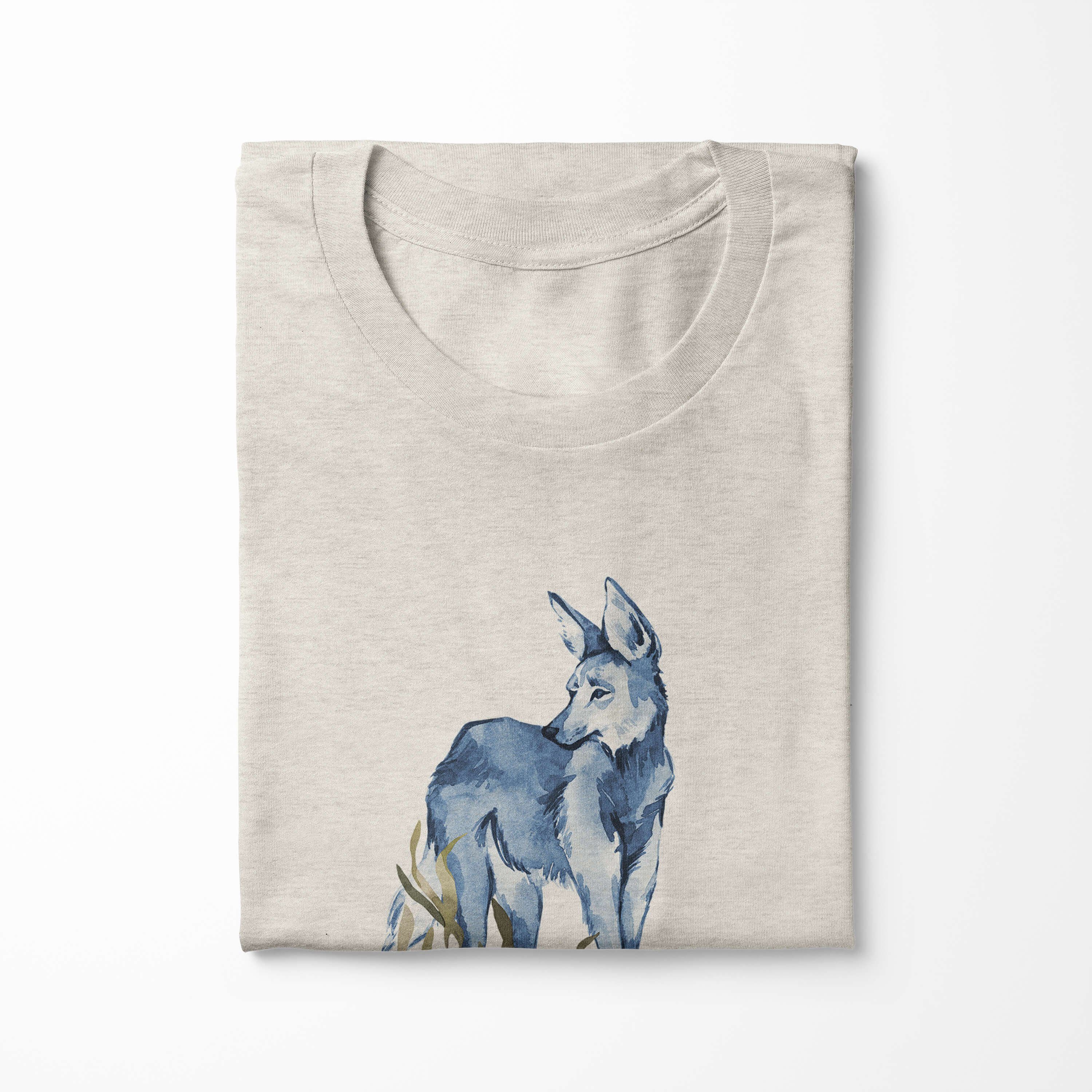 Herren Shirt Nachhaltig T-Shirt Art Ökomode Sinus Motiv aus Bio-Baumwolle 100% Wildhund (1-tlg) Aquarell T-Shirt ern gekämmte