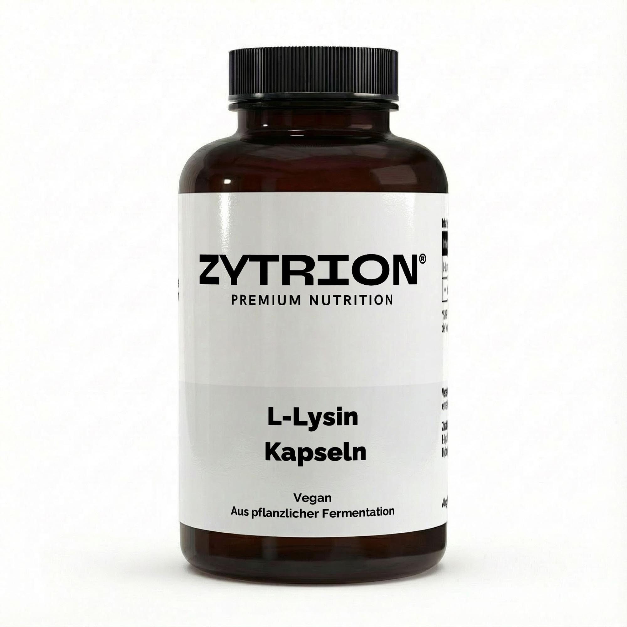 ZYTRION L-Lysin Vegan, aus pflanzlicher Fermentation - 100 Stück Kapseln, 100 St., 62 g, Vegane Kapselform für eine pflanzliche Ergänzung