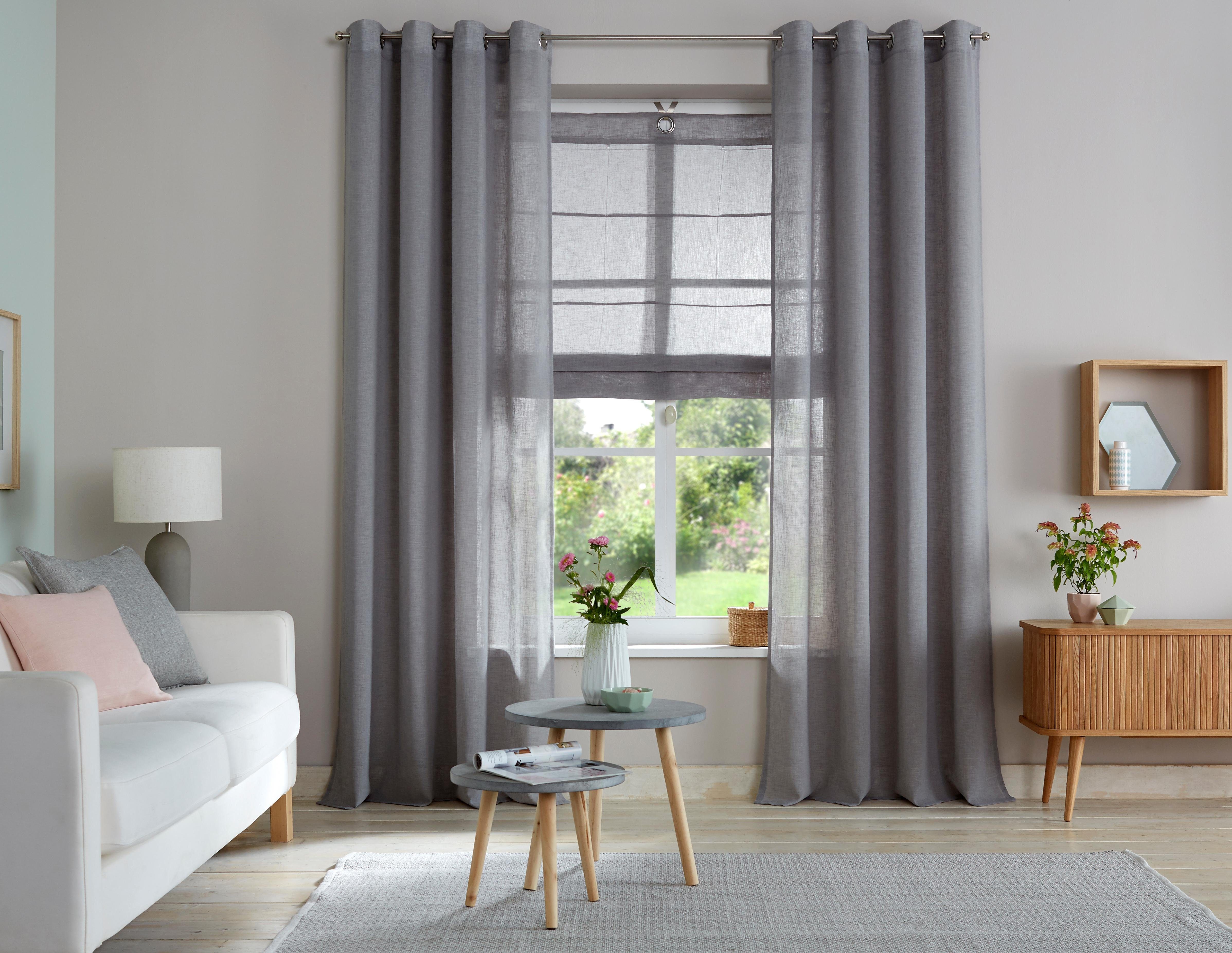 my home Gardine Fiete (1 St), Ösen, halbtransparent, Leinen Optik, monochro günstig online kaufen