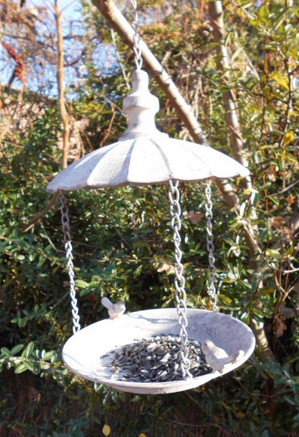 Thumbnail - Deko-Impression Vogeltränke Großes Vogelfutterhaus z.Hängen Futterstelle Vogelvilla Eisen grau