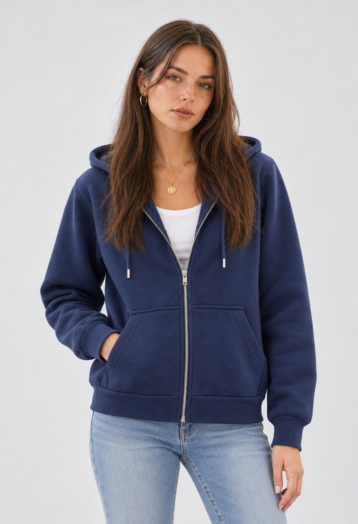 S&S Kapuzensweatjacke Damen Kapuzenpullover mit Reißverschluss Hoodie Mädchen (Packung, 1-tlg., Damen) Sweatjacke mit Reißverschluss Kapuze und Eingrifftaschen
