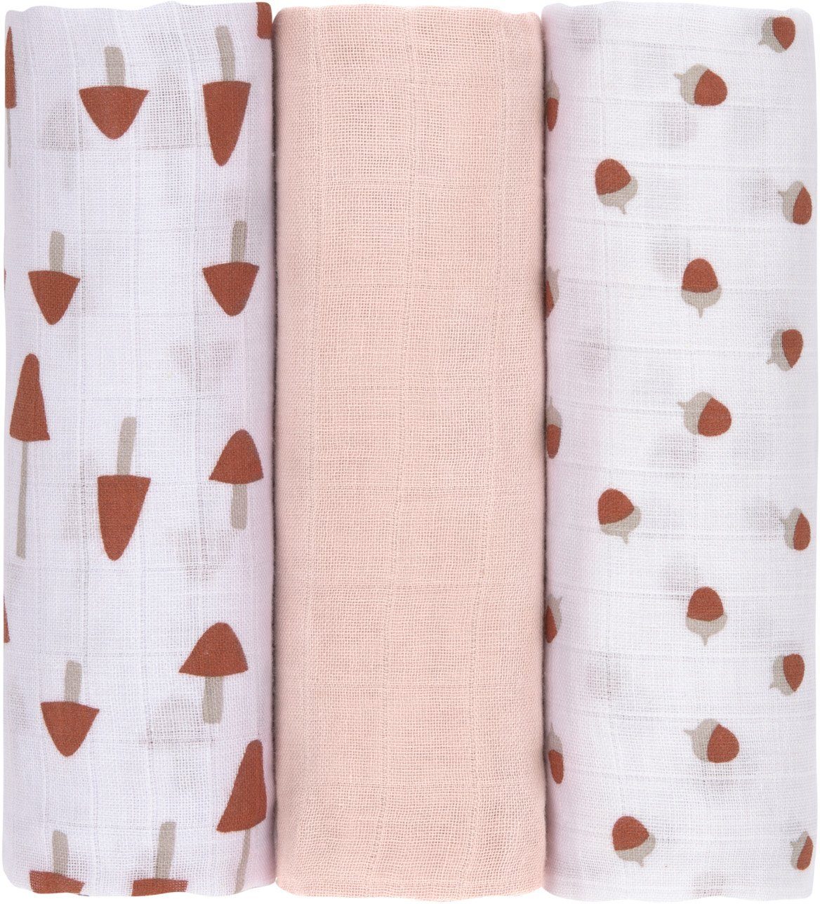 LÄSSIG Stoffwindeln Little Forest, Powder Pink, Mulltuch-Set L (Set, 3-St), PETA-approved vegan