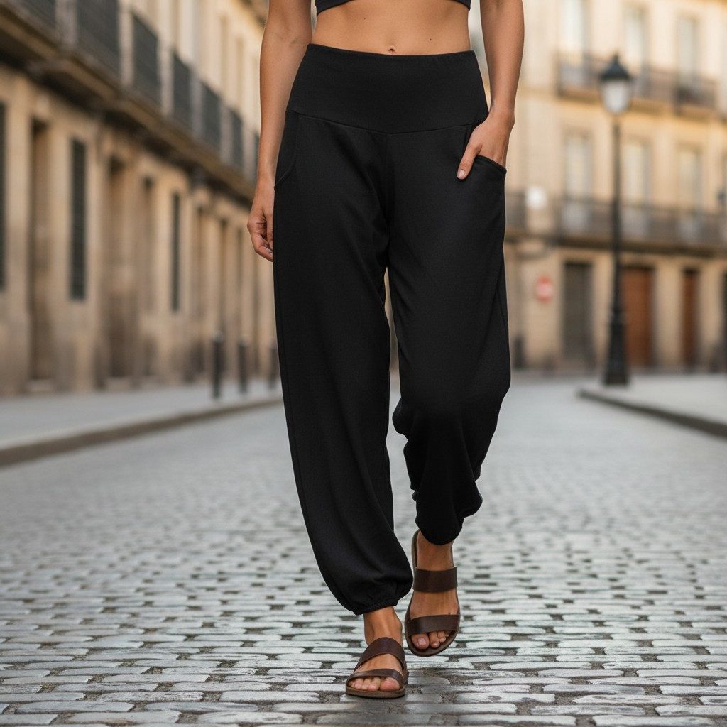 Guru-Shop Relaxhose Yogahose aus Bio-Baumwolle, Pluderhose - schwarz altern günstig online kaufen