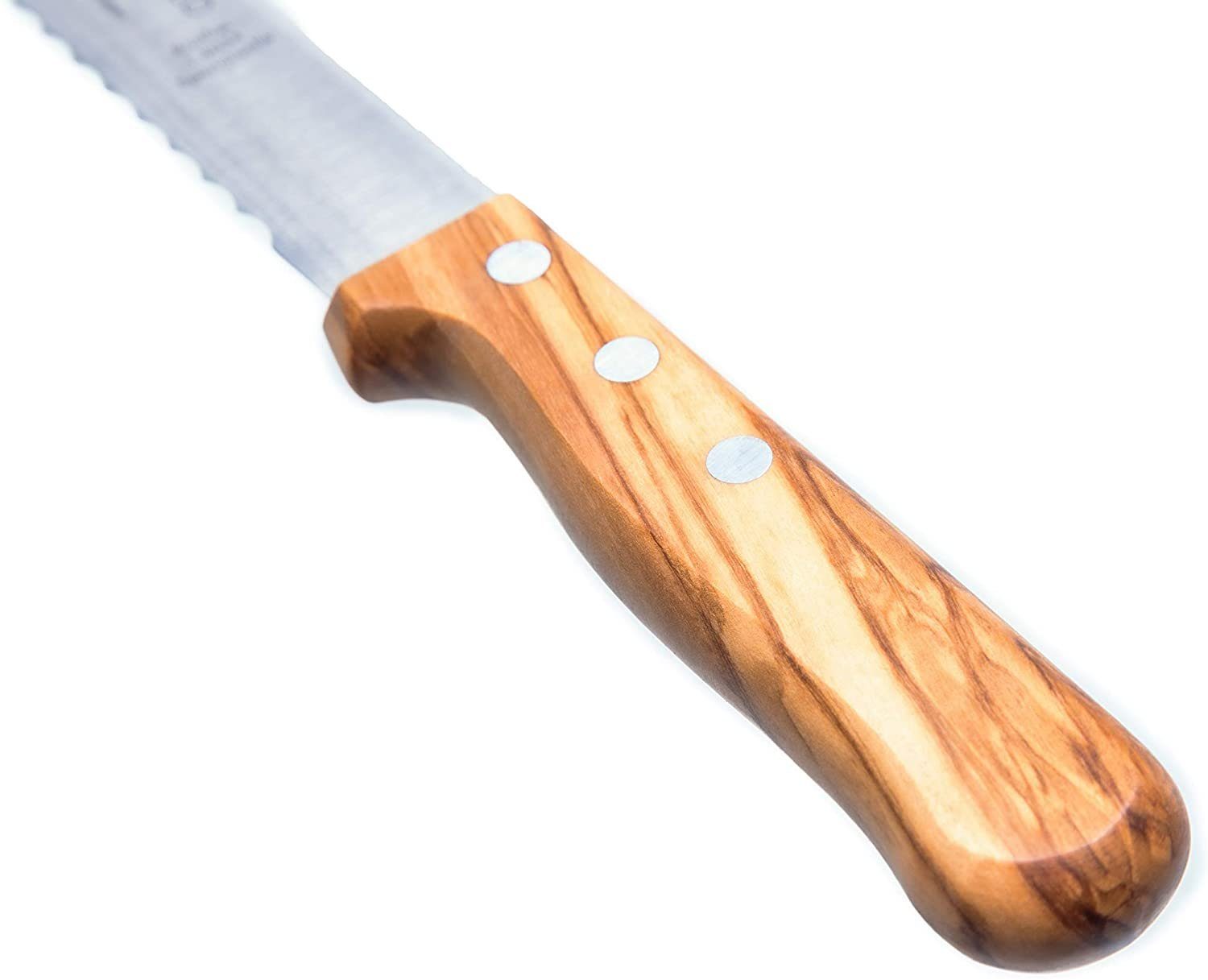 Marsvogel Brotmesser Brotmesser, Olivenholz, 2,0 mm Rückenstärke, mit Welle
