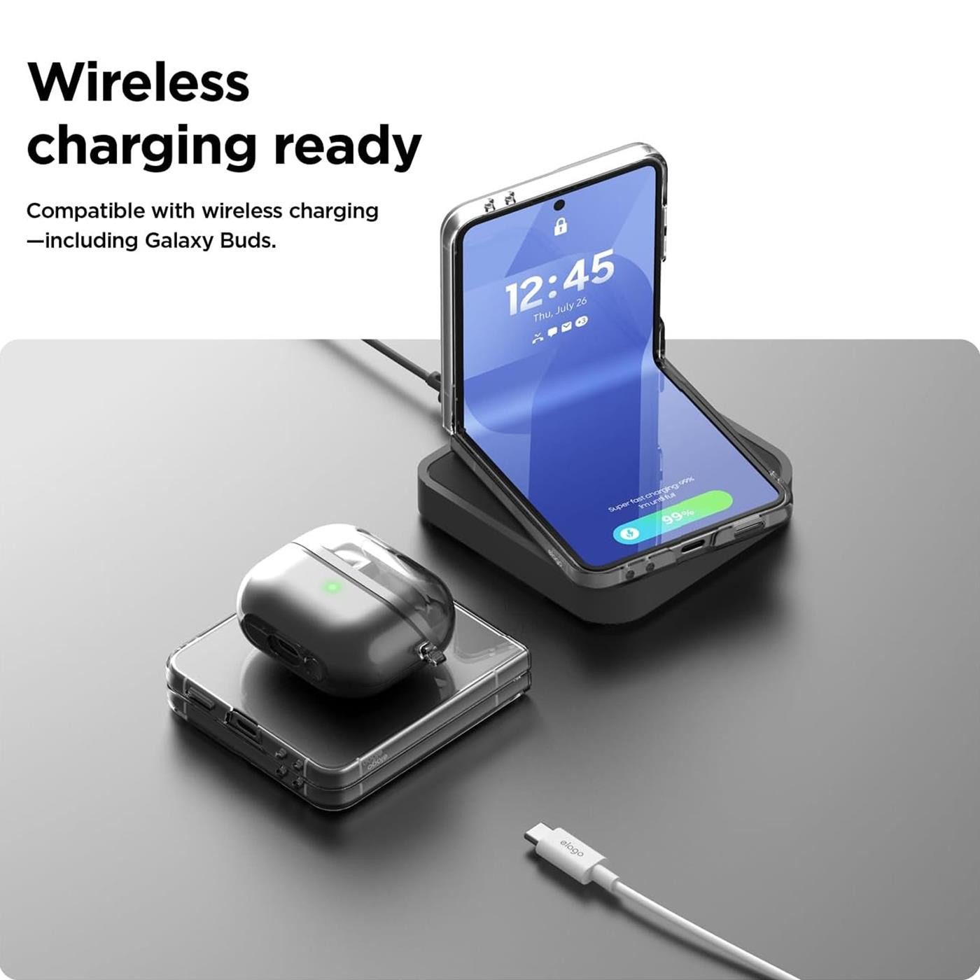 CoolGadget Handyhülle Silikon Handy Hülle Slim für Samsung Galaxy Z Flip 7, dünne TPU Schutzhülle Case in transparent / durchsichtig – Bild 4 von 5