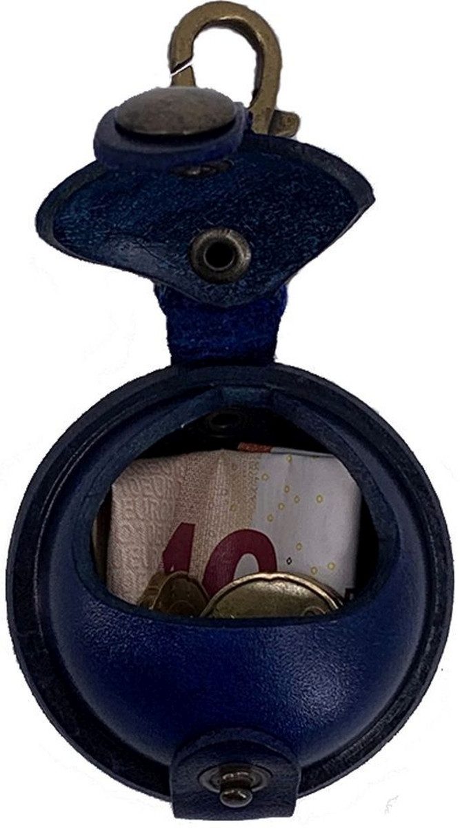 Mika Gürteltasche Mini Schlüsselanhänger / Kleingeldbörse Sattelleder 5cm blau