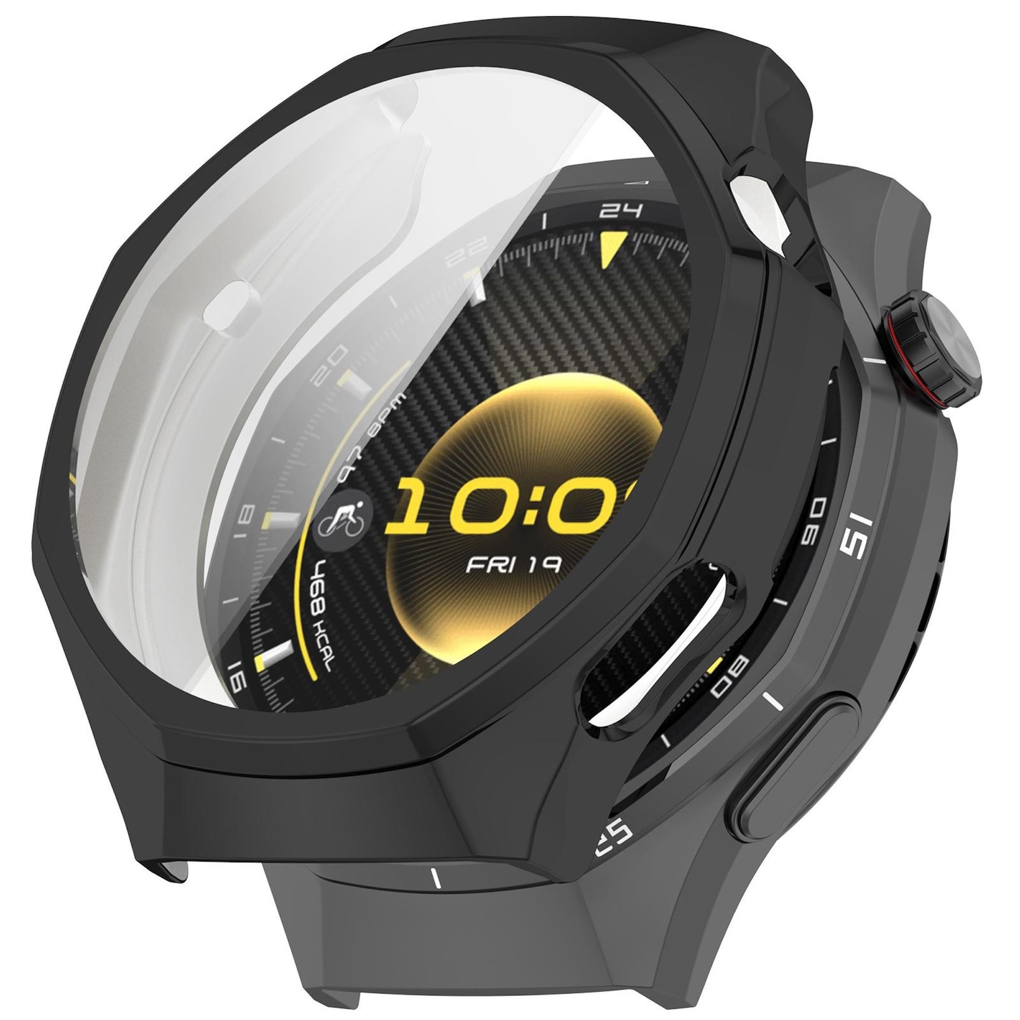 Wigento Smartwatch-Hülle Full Cover für Huawei Watch GT 6 Pro Electroplated TPU 360 Schwarz, Full TPU Schutzhülle, nahtlose Passform