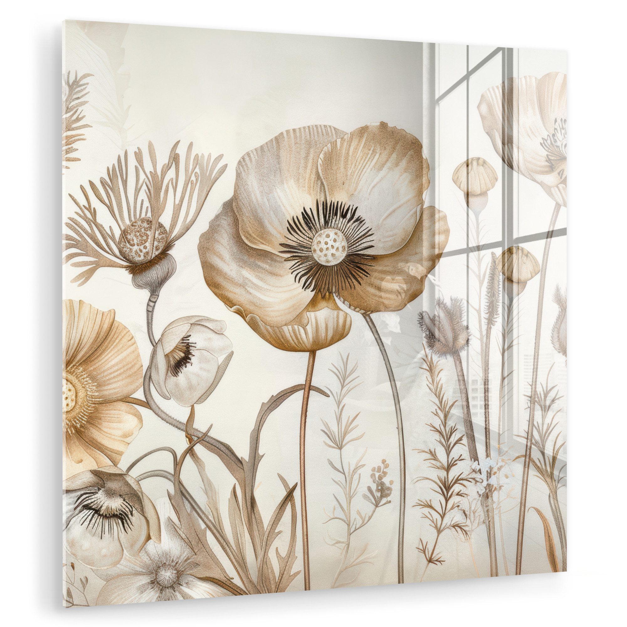 MuchoWow Acrylglasbild Blumen - Beige - günstig online kaufen