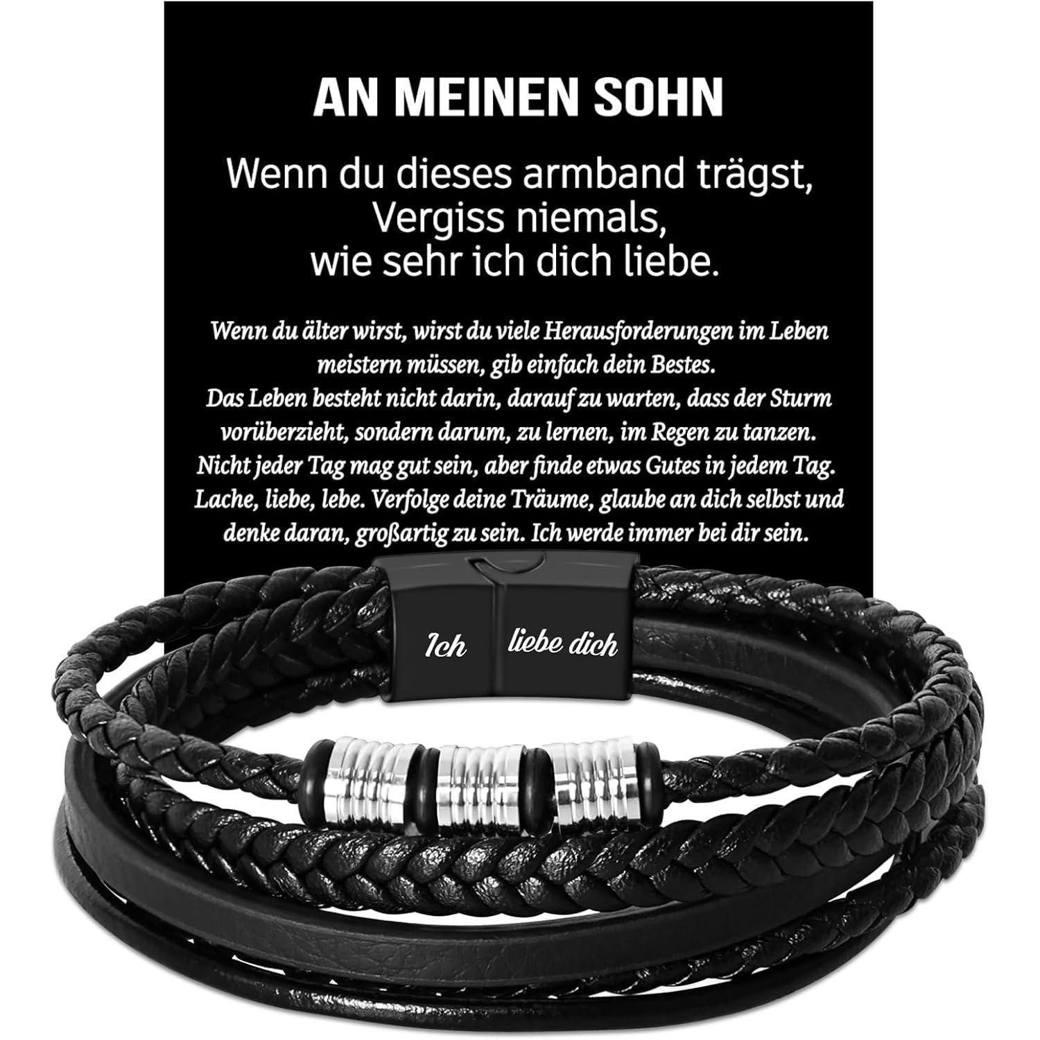 LuxusKollektion Lederarmband Lederarmband Papa Geschenk Vater Weihnachten Vatertag Sohn - 20.5cm