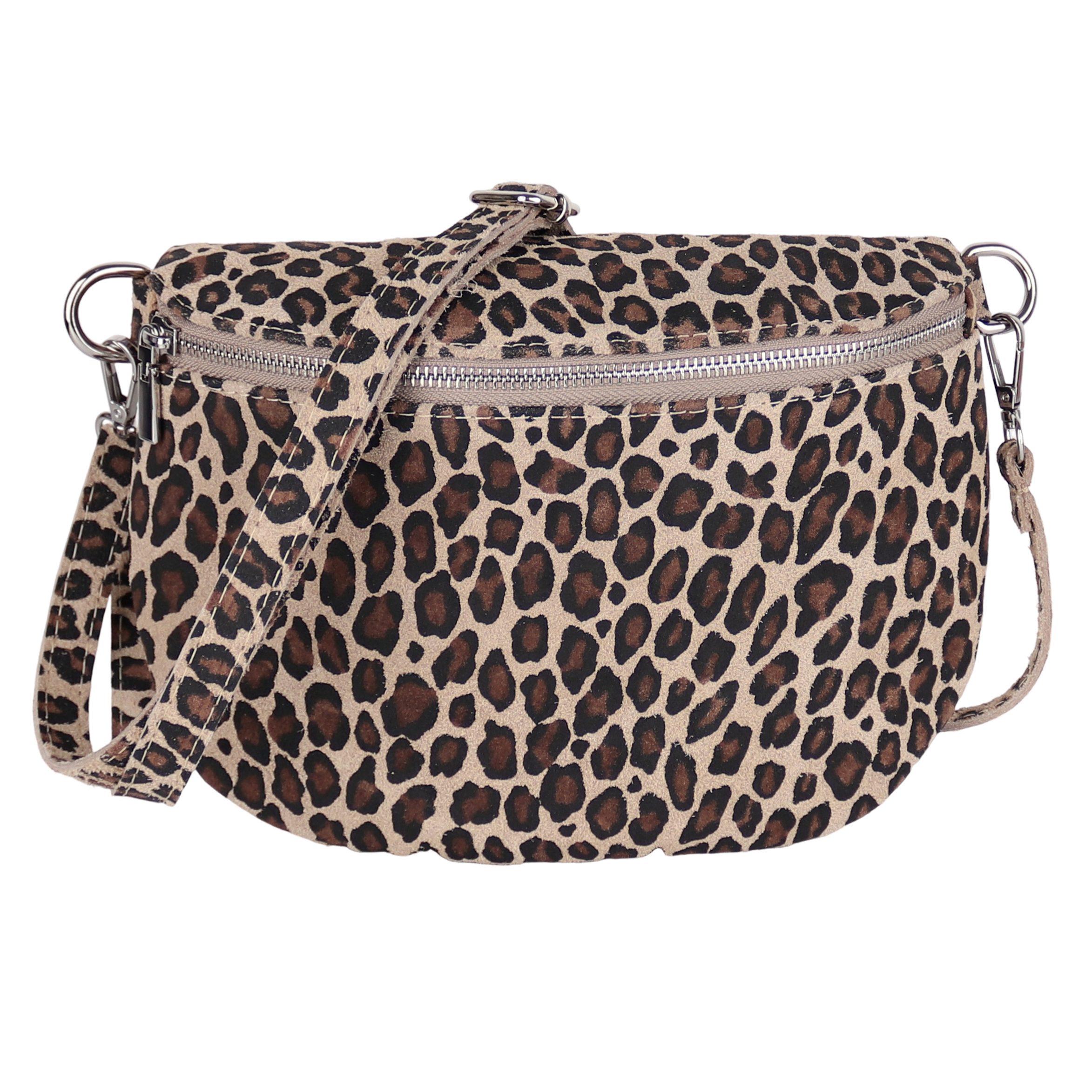 MIRROSI Bauchtasche Damen,Wildleder, Made in Italy,Umhängetasche, Brusttasche (Schultertasche für jeden Anlass (1 Tasche & 1 oder 2 Gurte), 26x20x8 cm, Reißverschlussfach auf der Rückseite), Crossbody Bag, gemusterten& verstellbaren Schulterriemen