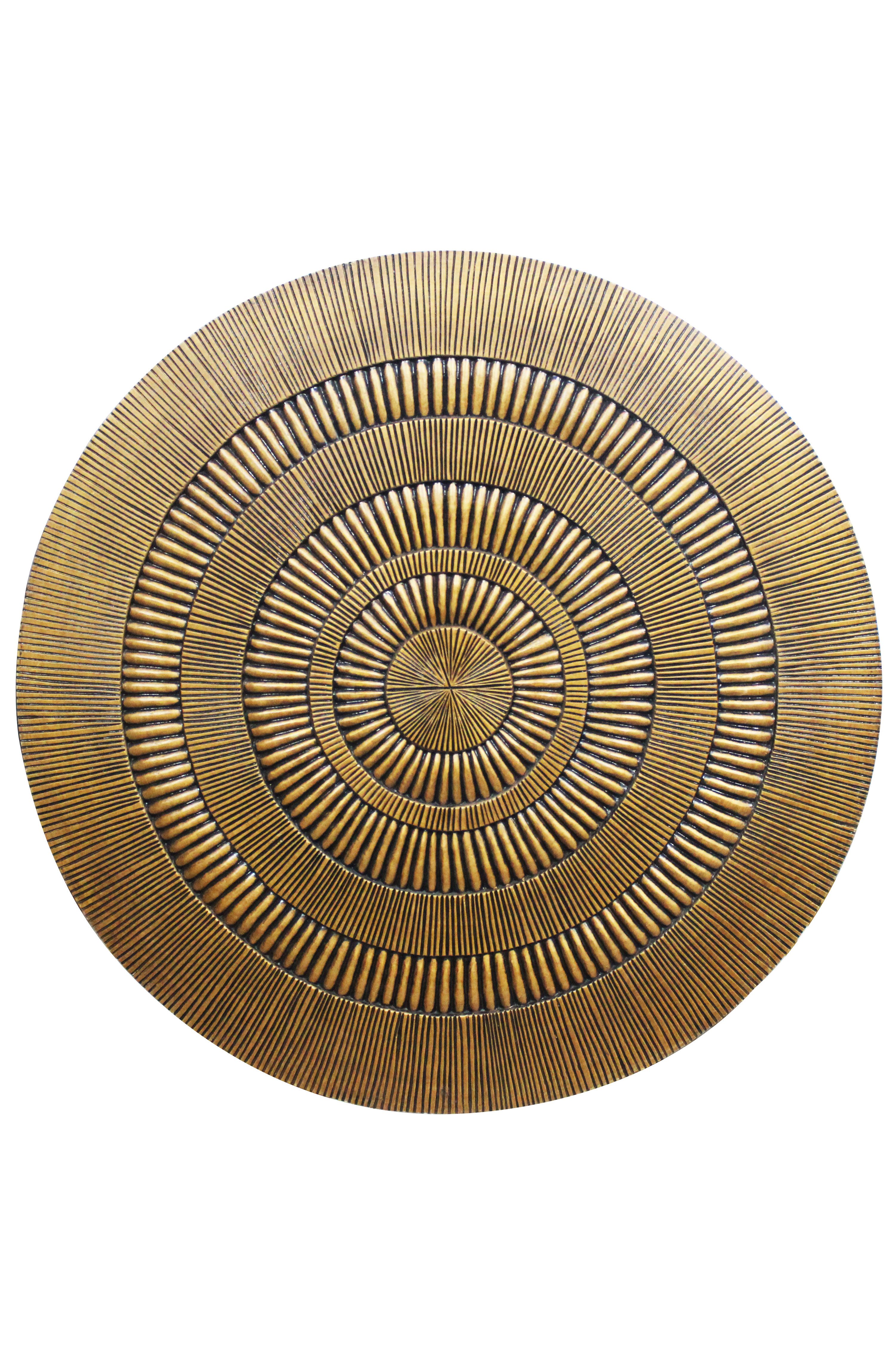 Marrakesch Orient & Mediterran Interior Wanddekoobjekt Orientalisches Wandpaneel Wanddeko Bader Holz Antik Gold rund 120 cm (1 St), Handarbeit