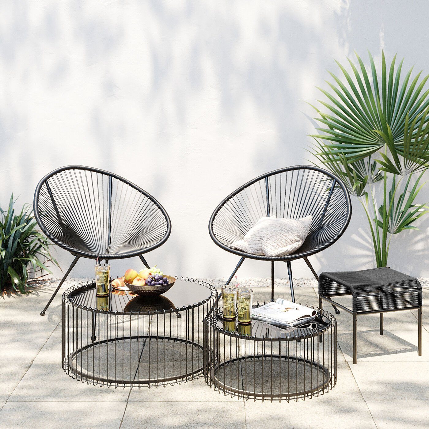 Kare Design Gartenlounge-Hocker Acapulco Mono günstig online kaufen