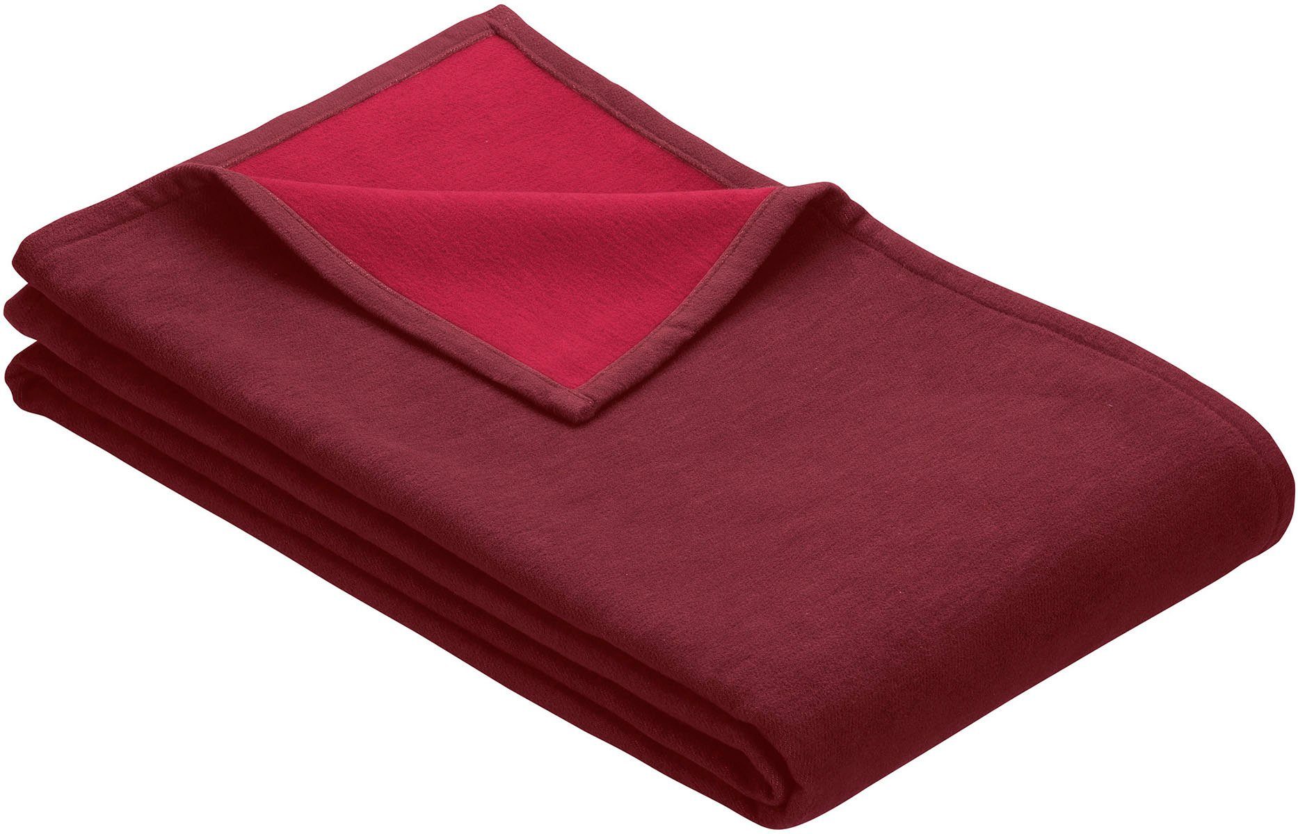 Wohndecke Cotton Pur, IBENA, in trendigen Farben rotbraun/rot