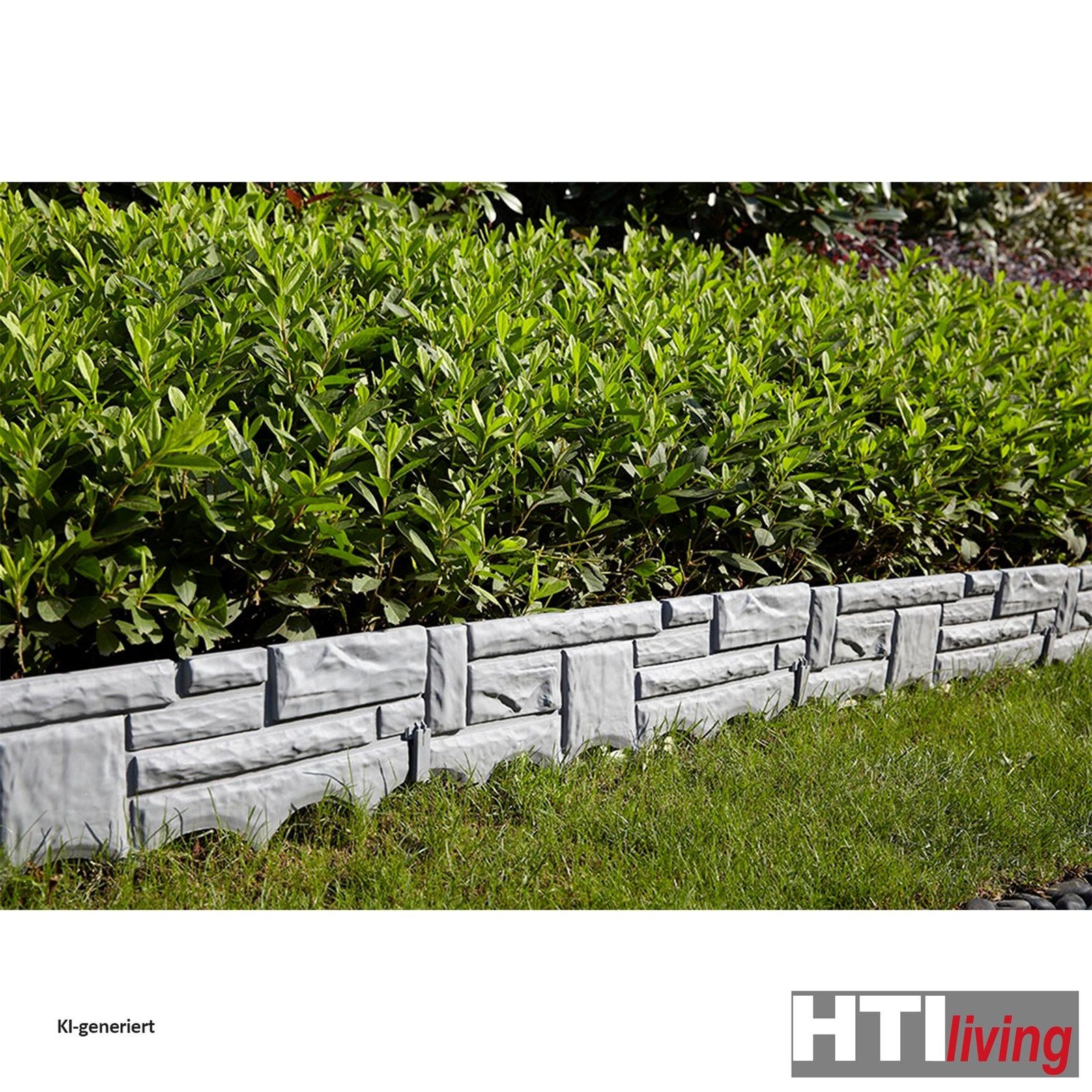 HTI-Living Beetumrandung Beeteinfassung Steinoptik 4-teilig Nessa, LxH: 58x17.5 cm, Set, 4 Module, Beetbegrenzung Beetumrandung