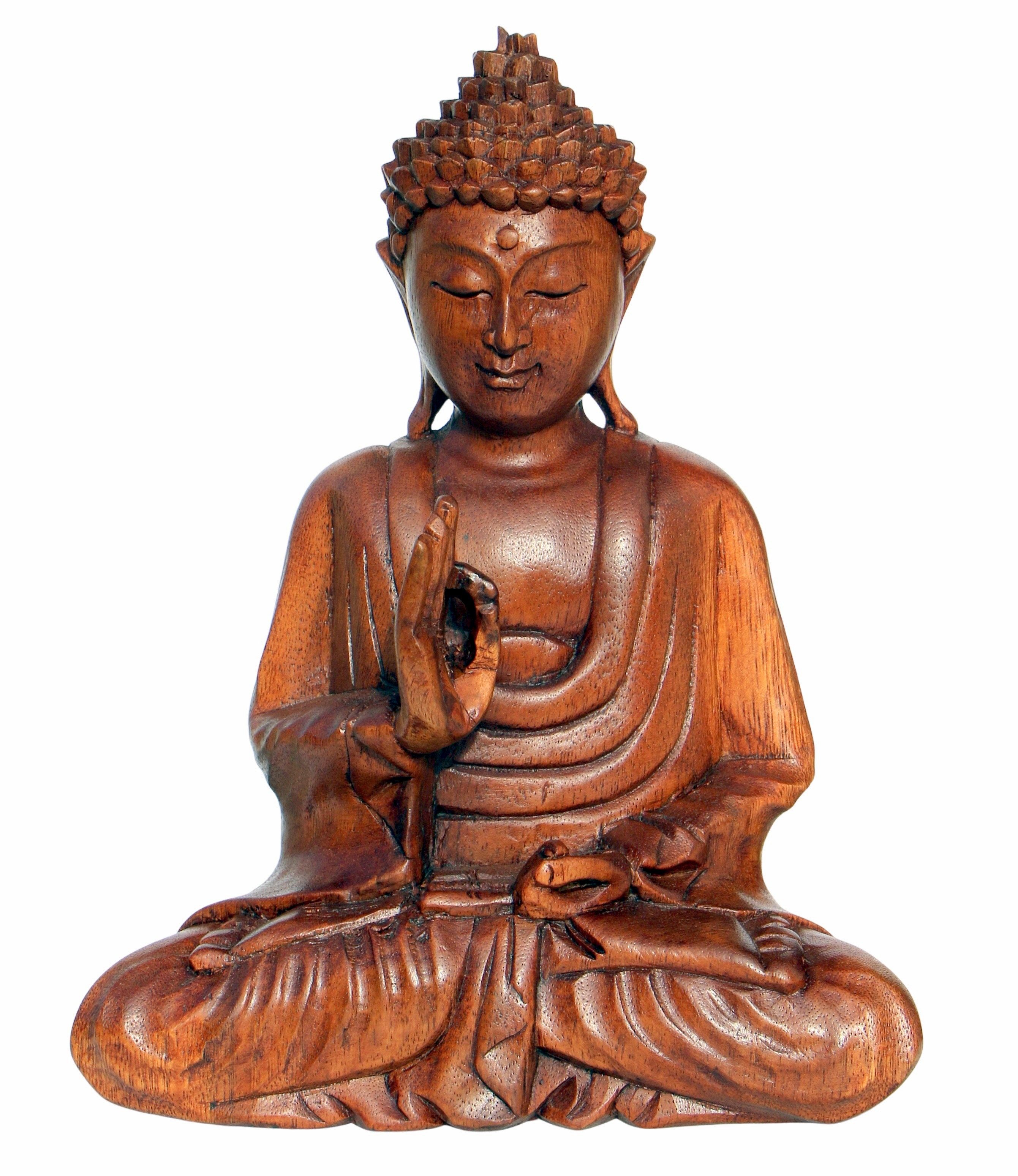 Wogeka Buddhafigur Meditation Buddha Holz-Figur Feng Shui