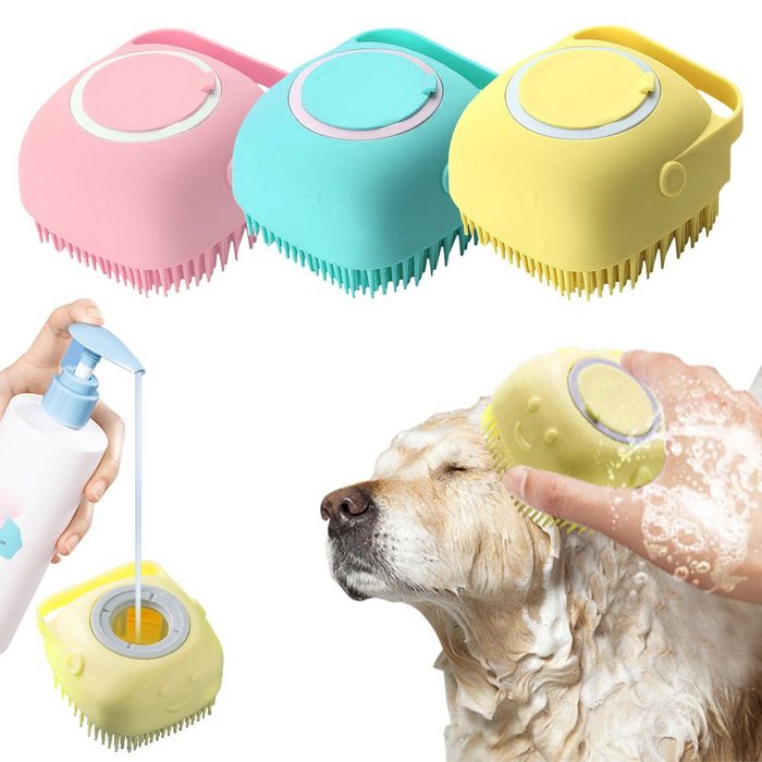 Bomclap Kardätsche Haustier-Massagebürste Badebürste mit Shampoospender
