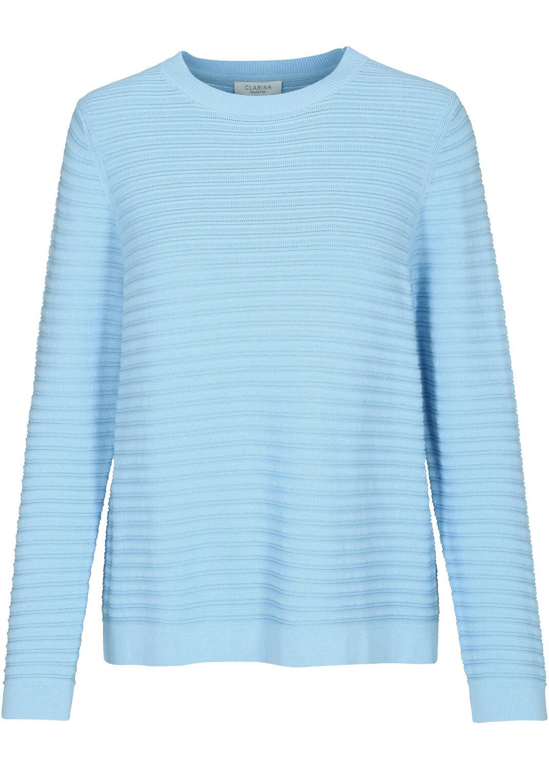 Clarina Strickpullover Rundhalspullover mit Querrippe günstig online kaufen