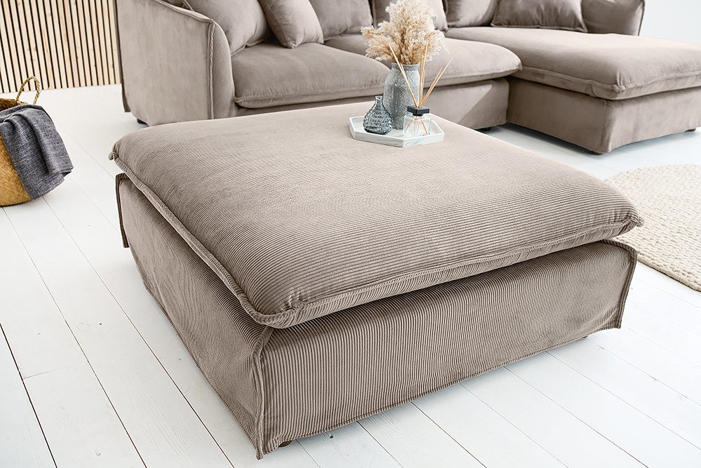riess-ambiente Sitzhocker HEAVEN 100cm greige · Sofahocker mit abnehmbaren Bezug und Polsterung (Einzelartikel, 1 St), Wohnzimmer-Hocker · Cord-Bezug · Federkern-Polsterung · Landhausstil