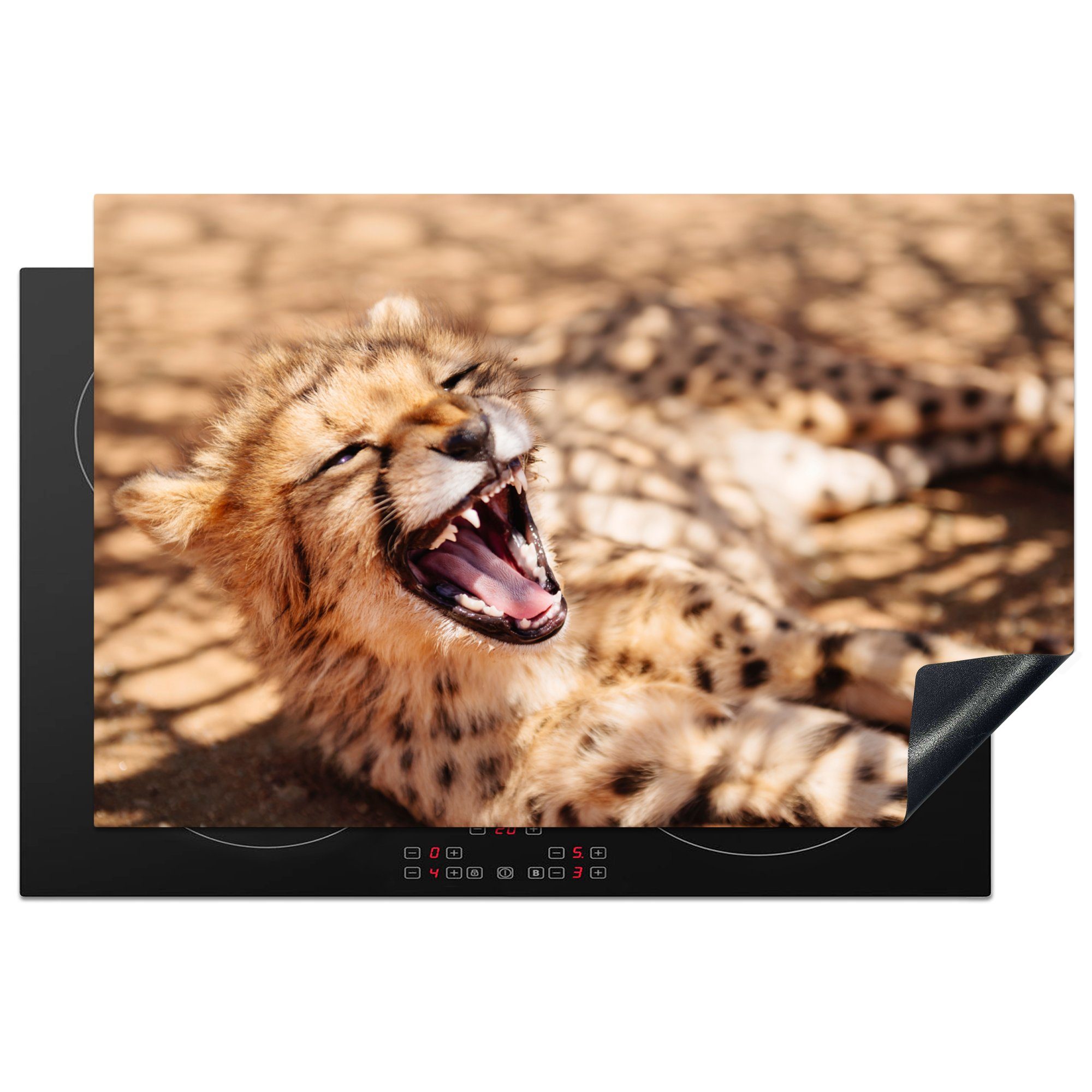 MuchoWow Herdblende-/Abdeckplatte Gepard - Tier - Nahaufnahme, Vinyl, (1 tlg), 81x52 cm, Induktionskochfeld Schutz für die küche, Ceranfeldabdeckung