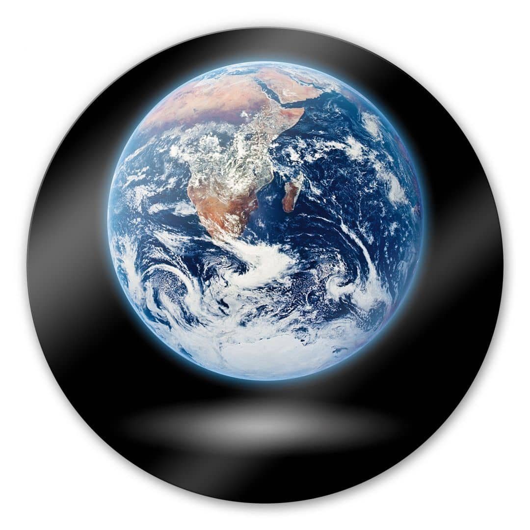 K&L Wall Art Gemälde Glas Wandbild Rund Glasbild Earth Planet Erde NASA Raumschiff Welt, Wandschutz Deko Bilder