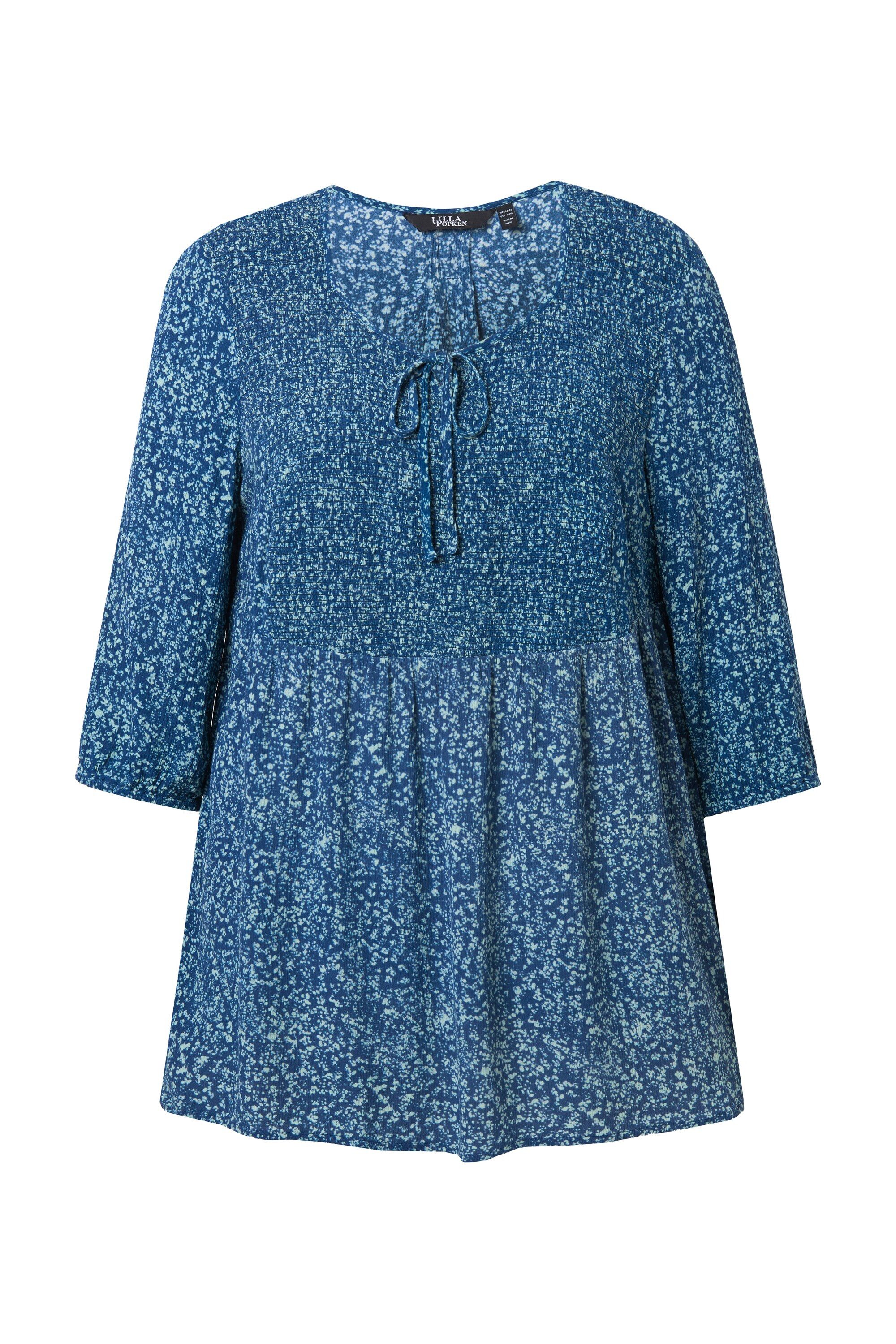 Ulla Popken Druckbluse Smokbluse Punkte A-Linie Rundhals 3/4-Arm günstig online kaufen