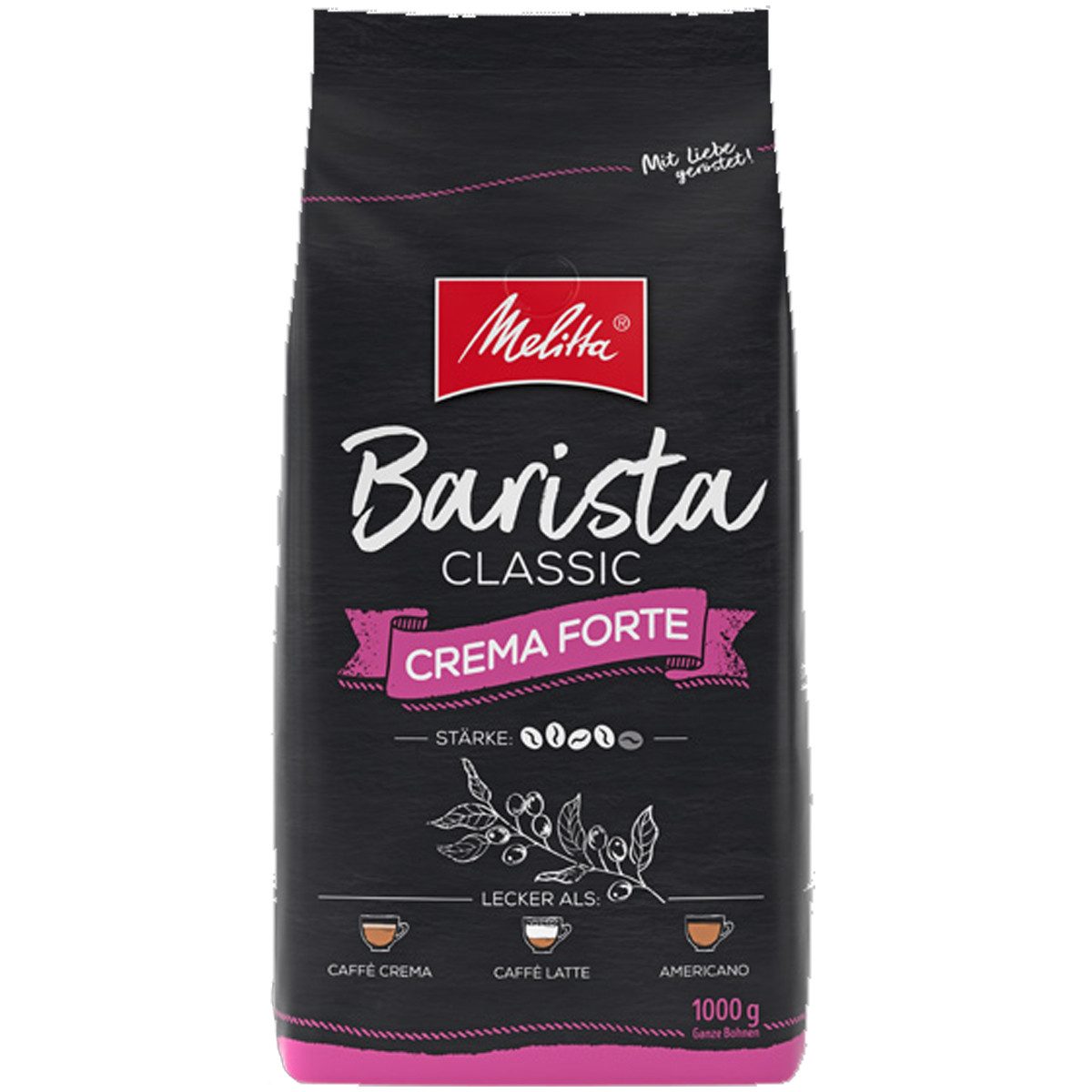 Melitta Kaffee, Melitta Barista Crema Forte vollmundiger Kaffee ganze Bohnen 1000g