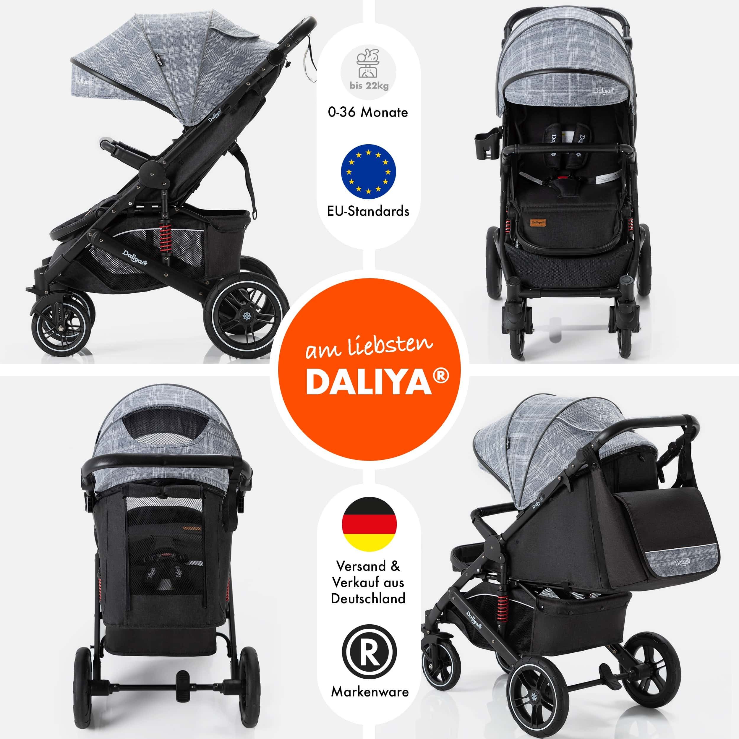 Daliya® Kinder-Buggy RAPIDY Buggy Kinderwagen, XXL Set, kompakt, Kinderbuggy, Sportwagen, (XXL 10-tlg. Komplettset, 10-tlg), Liegeposition, Fußsack, Spieltisch, Wickeltasche, Regenverdeck