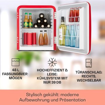 Klarstein Table Top Kühlschrank HEA13-Audreys-R 10033345A, 50 cm hoch, 44 cm breit, Hausbar Minikühlschrank ohne Gefrierfach Getränkekühlschrank klein