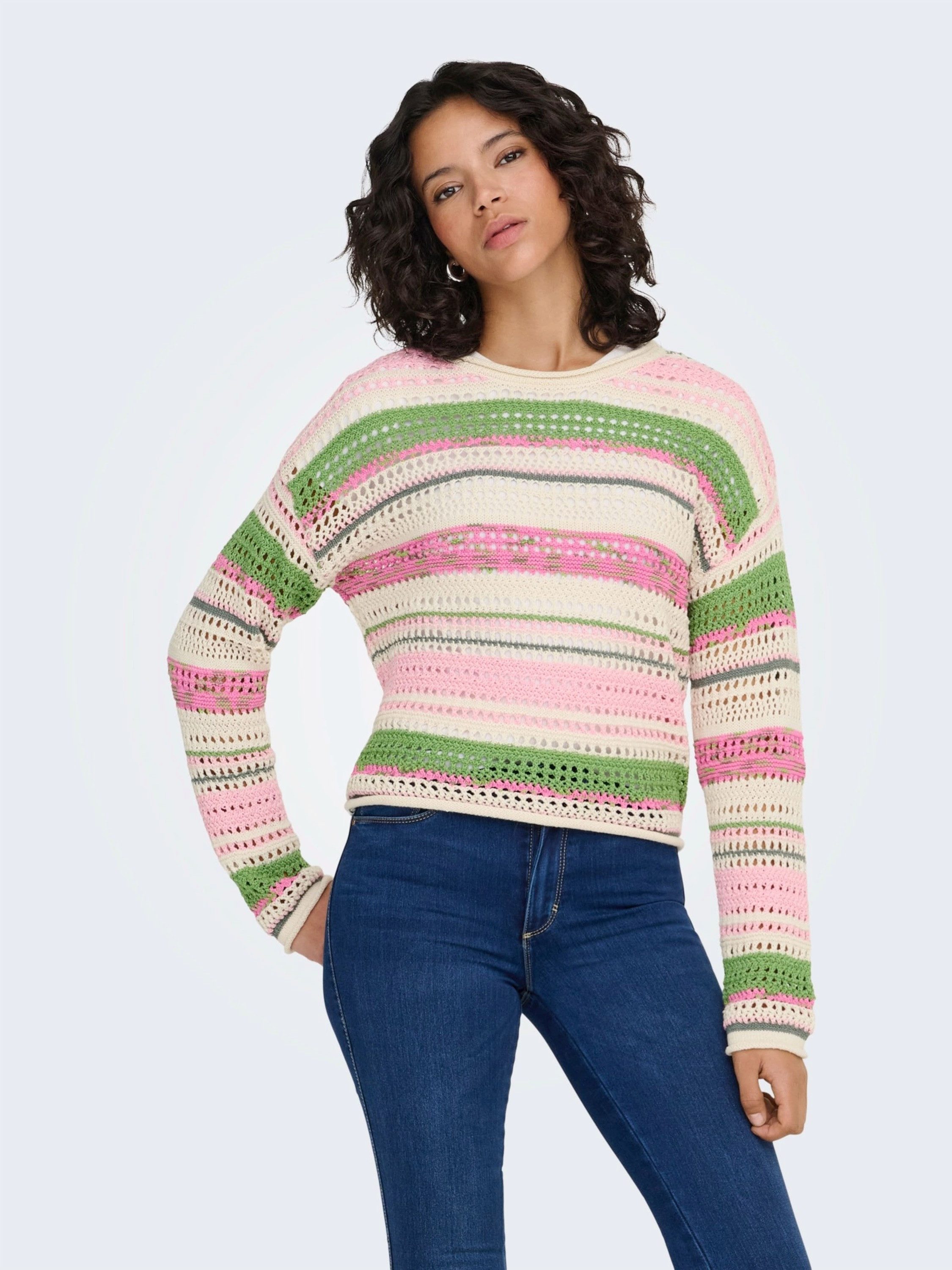 ONLY Strickpullover ONLAMELIE (1-tlg) Lochmuster