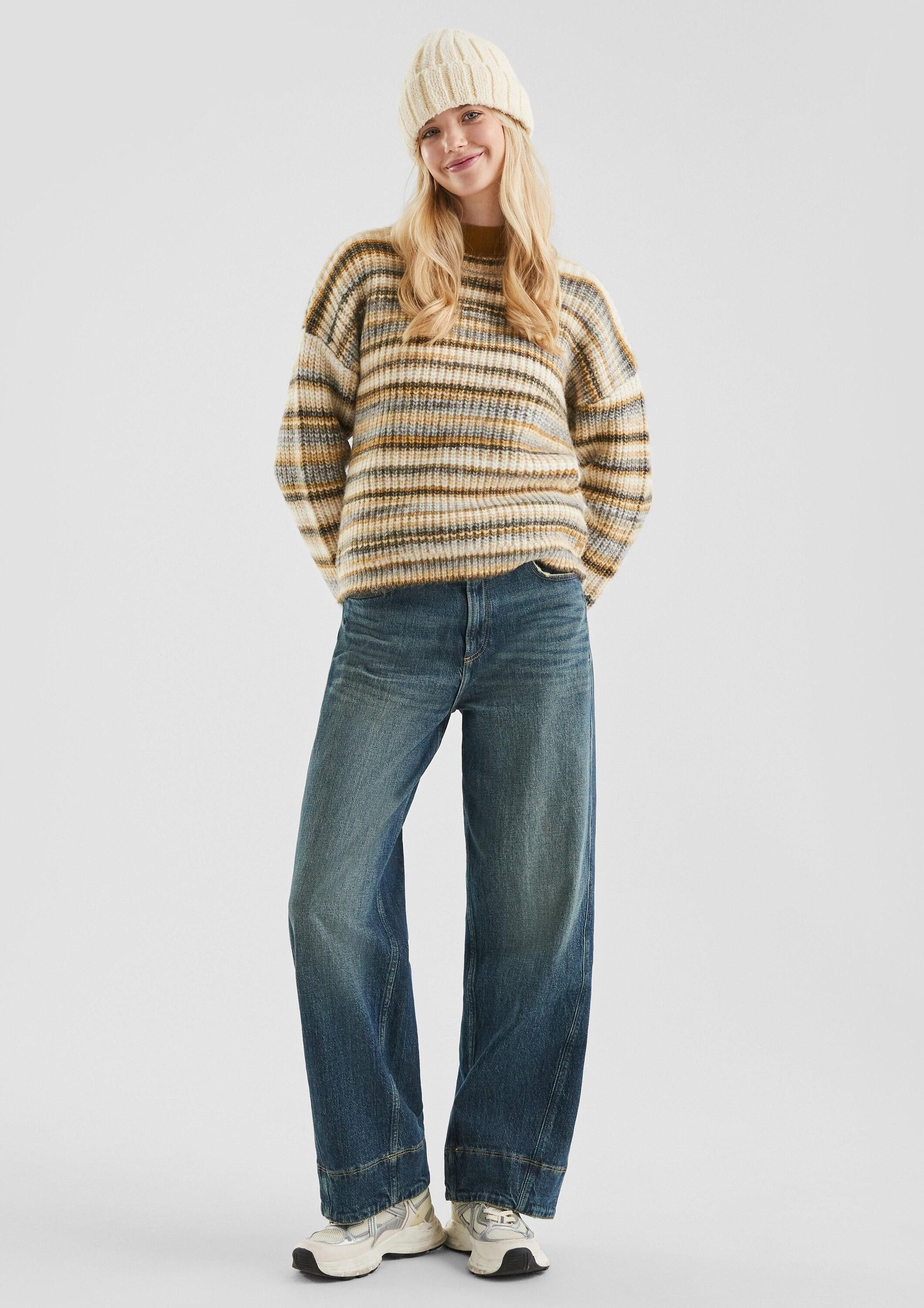 QS Longpullover Strickpullover Weicher Pullover in bunter Multimelange Optik