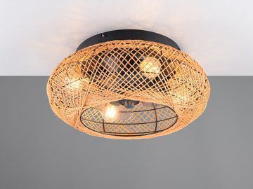 meineWunschleuchte LED Deckenleuchte, Ventilatorfunktion, LED wechselbar, Warmweiß, ausgefallene Lampe mit Papier Lampenschirm Boho Style Ø 50cm