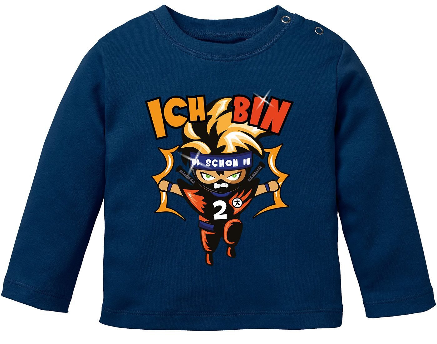 Rundhalsshirt Baby Langarmshirt Ninja Kid Comic Ich bin schon 1 (2) Babyshirt
