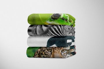 Sinus Art Handtücher Handtuch Strandhandtuch Saunatuch Kuscheldecke mit Tiermotiv schwarzer Rabe, Baumwolle-Polyester-Mix (1-St), Handtuch