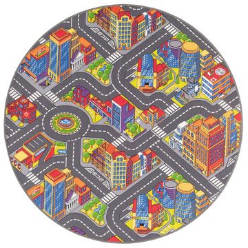 Kinderteppich Kinder Straßenteppich 3D Big City Rund, Snapstyle, Rund, Höhe: 4 mm