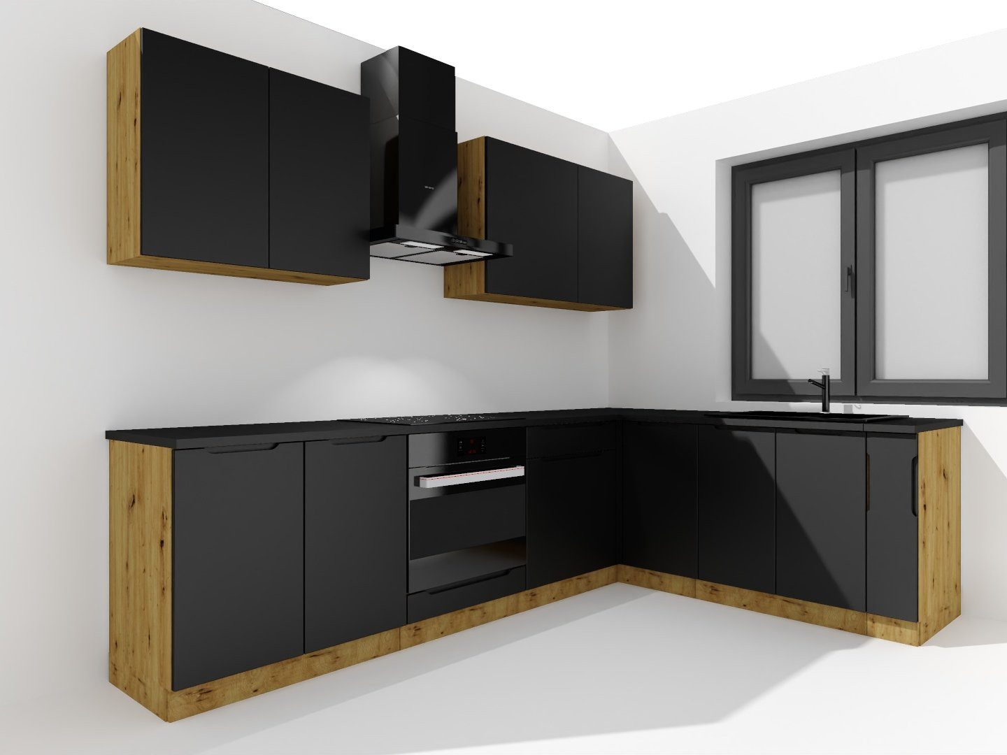 Möbel für Dich Winkelküche Moderne grifflose Eckküche in L-Form ISABEL 260x200 cm, 9-teilig, grifflos – Bild 3 von 5