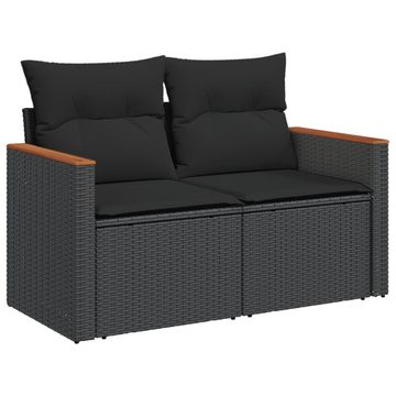 vidaXL Gartenlounge-Set 13-tlg. Garten-Sofagarnitur mit Kissen Schwarz Poly Rattan, (1-tlg)