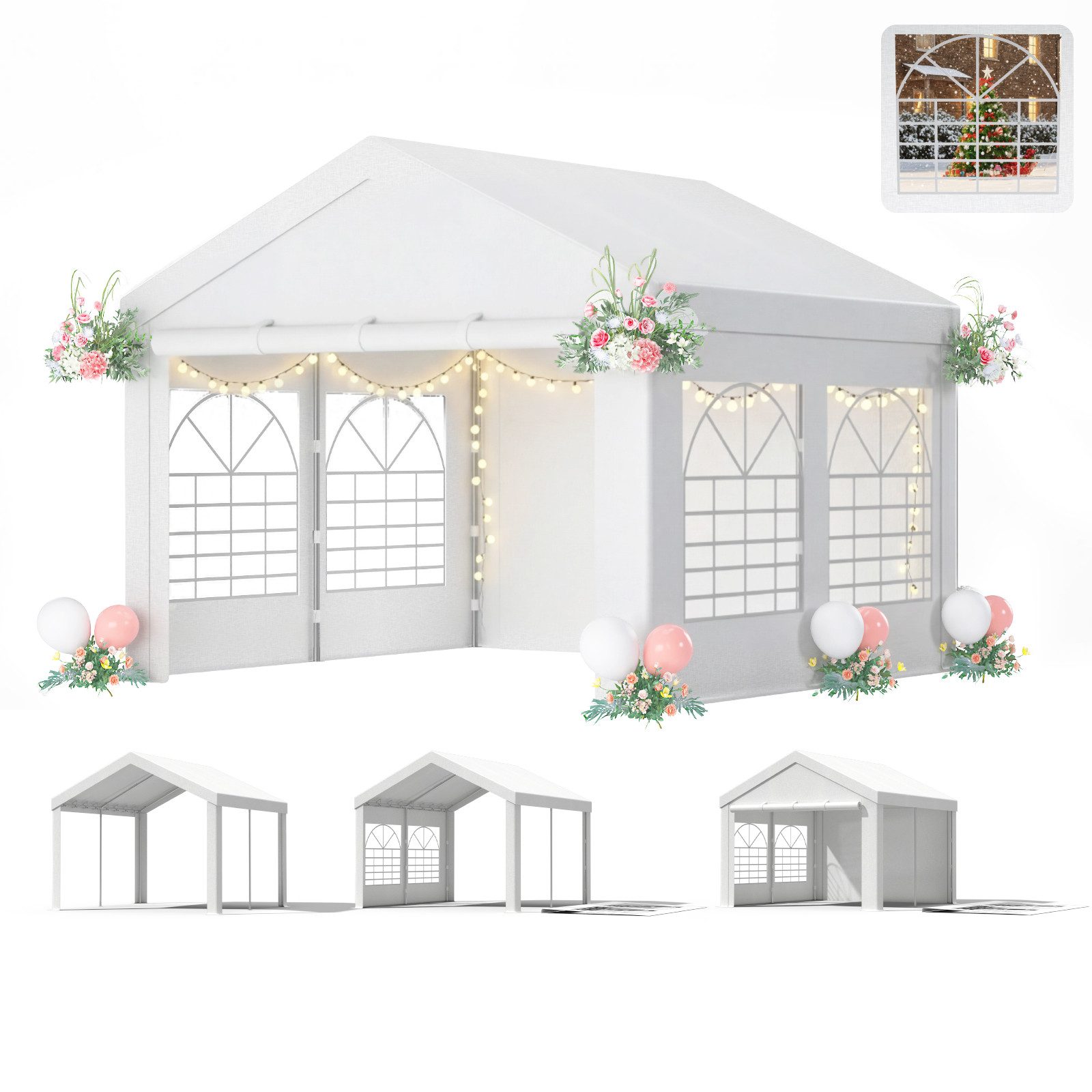 HOMALL Pavillon Partyzelt 3x4/3x6/4x6/4x8/4x10, Festzelt Stabiles, Wasserdicht, mit 4 Seitenteilen, Vollverzinkter Stahlrahmen und hochwertige PE-Dachplane