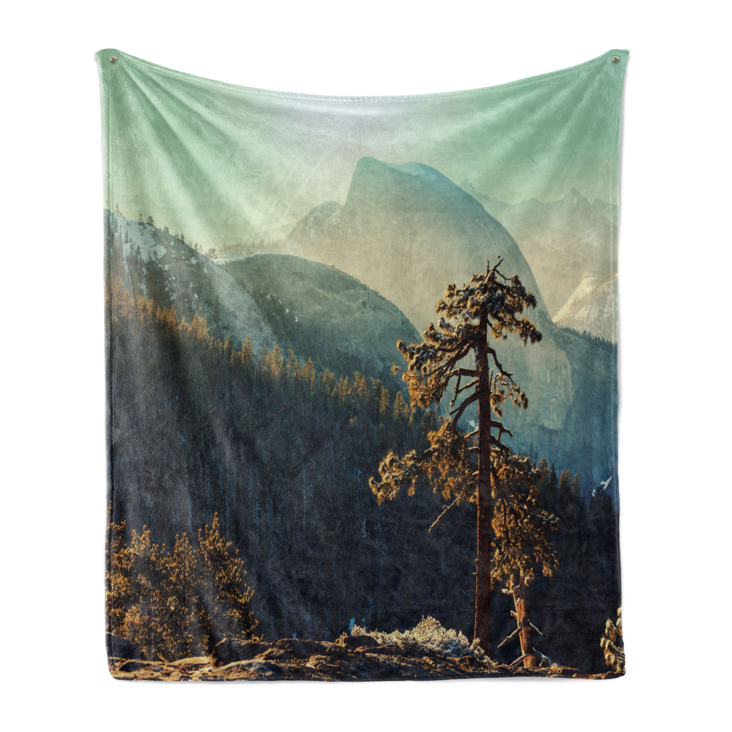 Wohndecke Gemütlicher Plüsch für den Innen- und Außenbereich, Abakuhaus, amerikanisch Misty Morning Yosemite