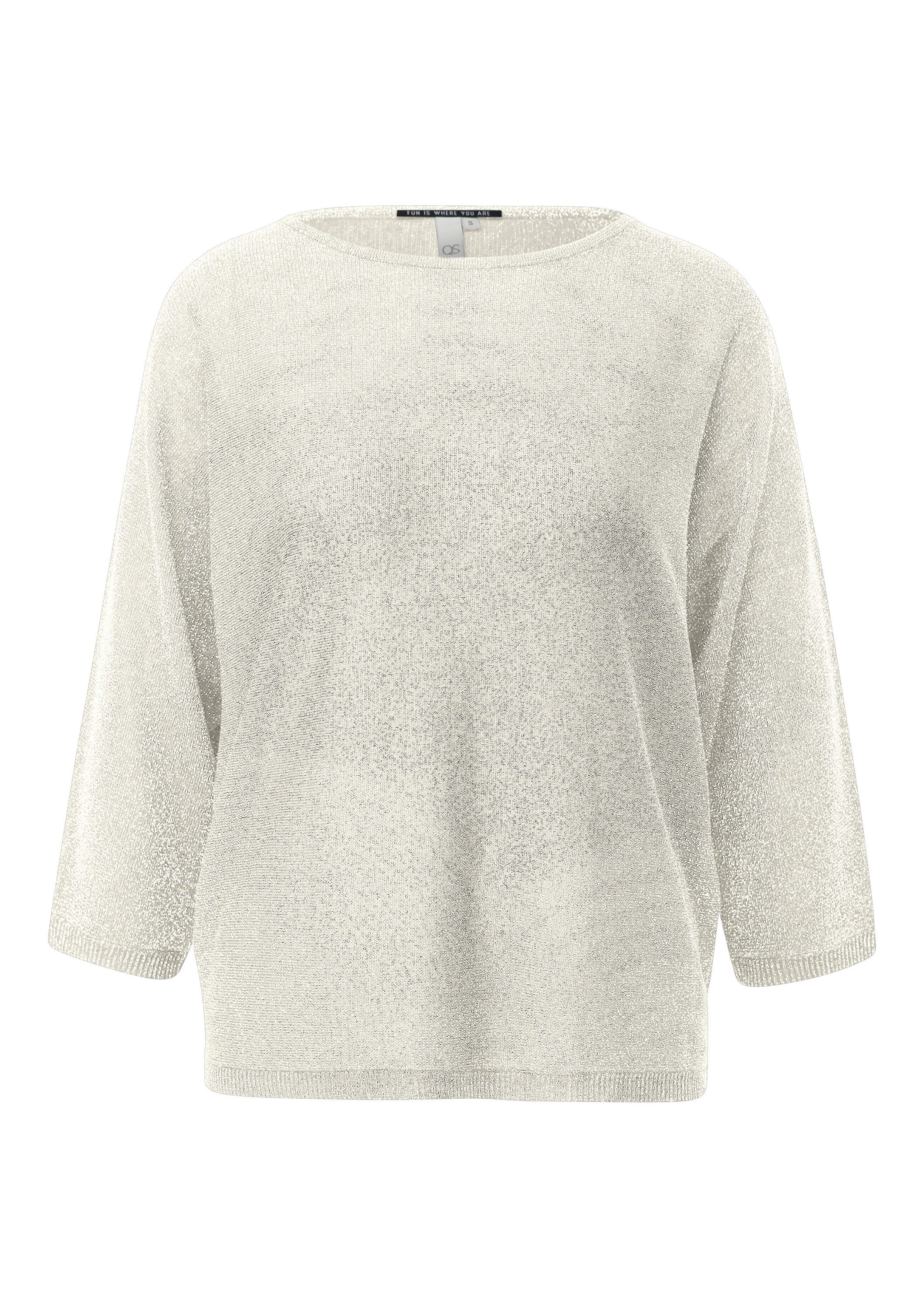 QS 3/4 Arm-Pullover Strickpullover Pullover in Glitzeroptik mit Fledermausä günstig online kaufen