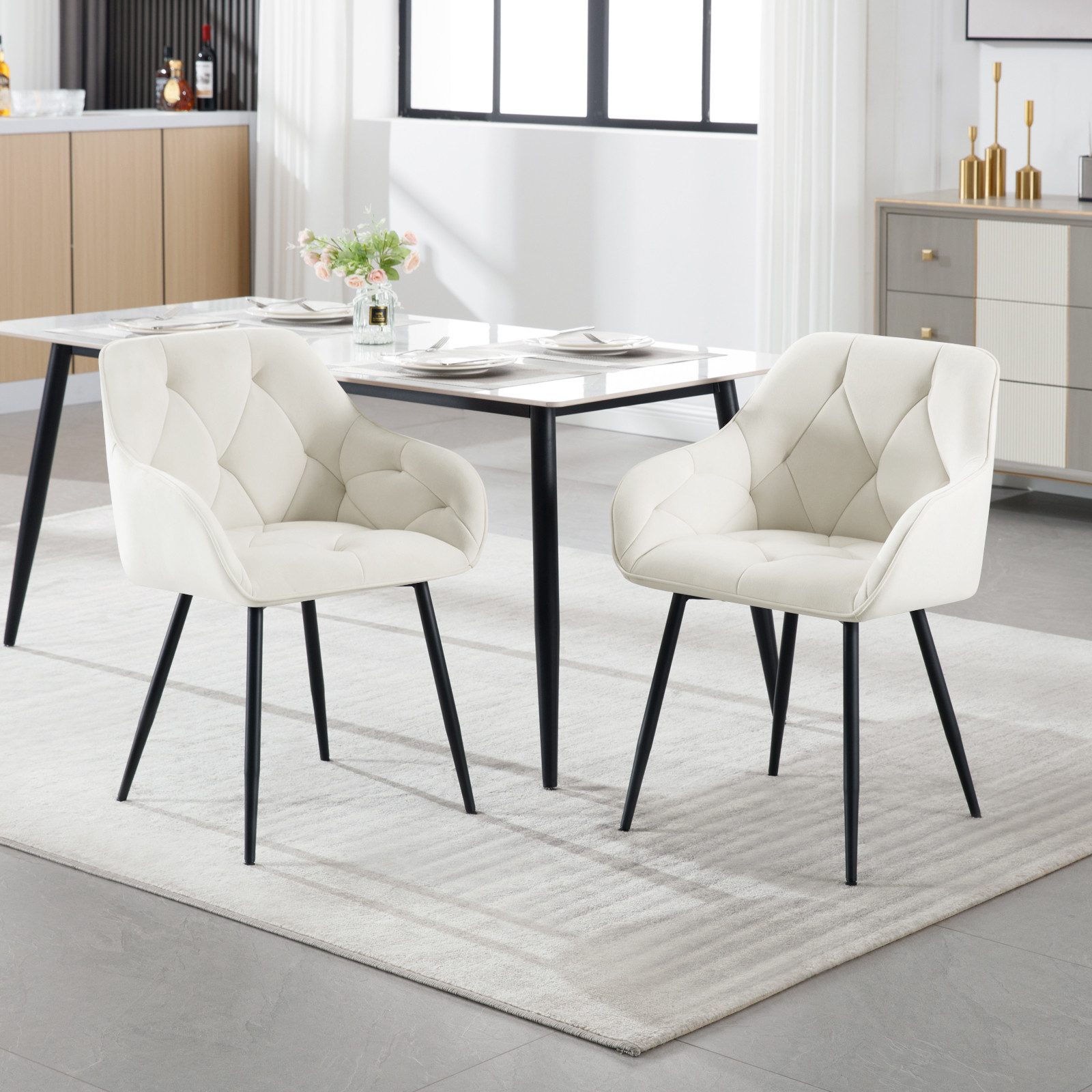 Woltu 4-Fußstuhl (Set, 4 St), Esszimmerstühle ergonomischer aus Samt