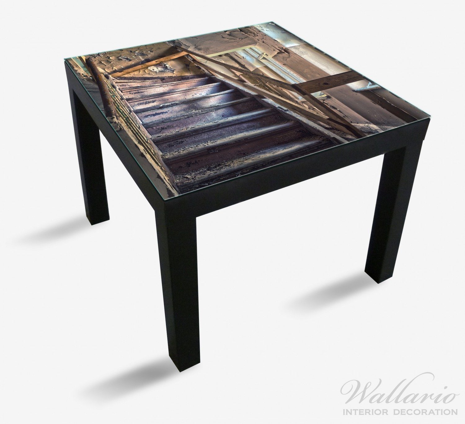 für Treppe einem Haus in Tischplatte Wallario Tisch alten St), Lack Ikea geeignet (1